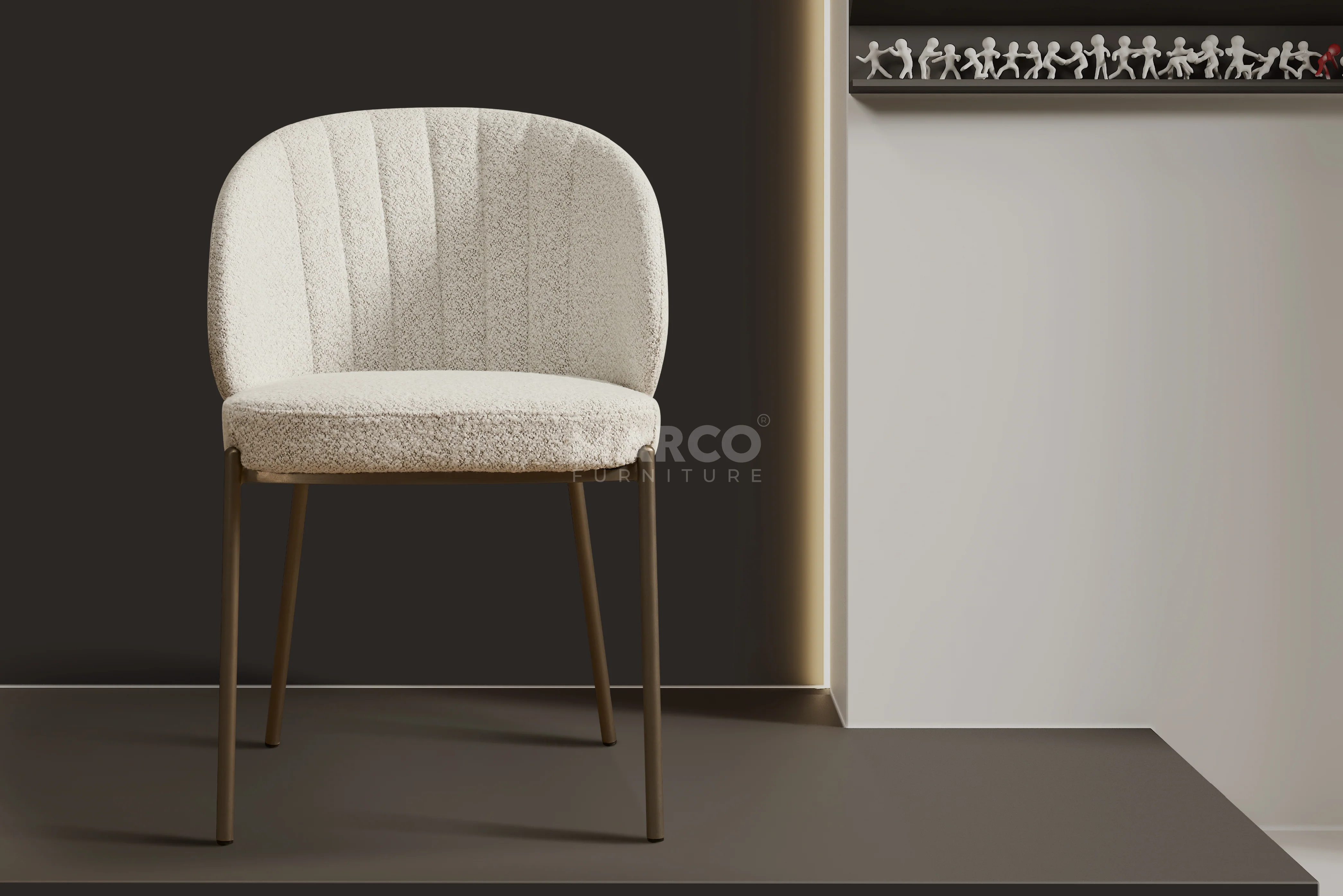 Selena Boucle Dining Chair – Curved Back with Stainless Steel Legs - Image 4