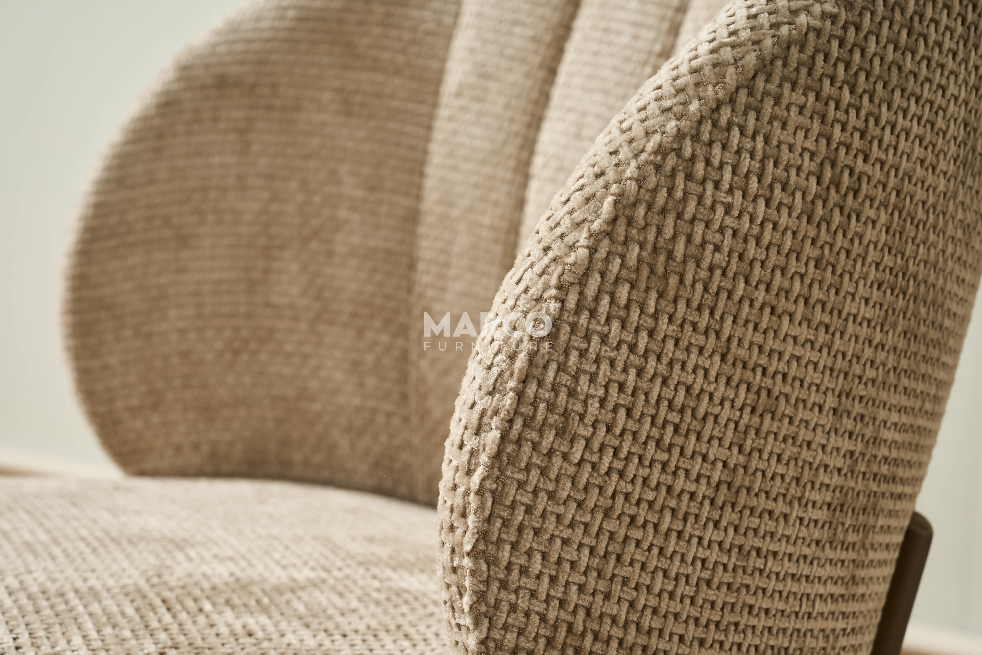 Selena Woven Fabric Curved Back Armless Dining Chair (Beige) - Image 6