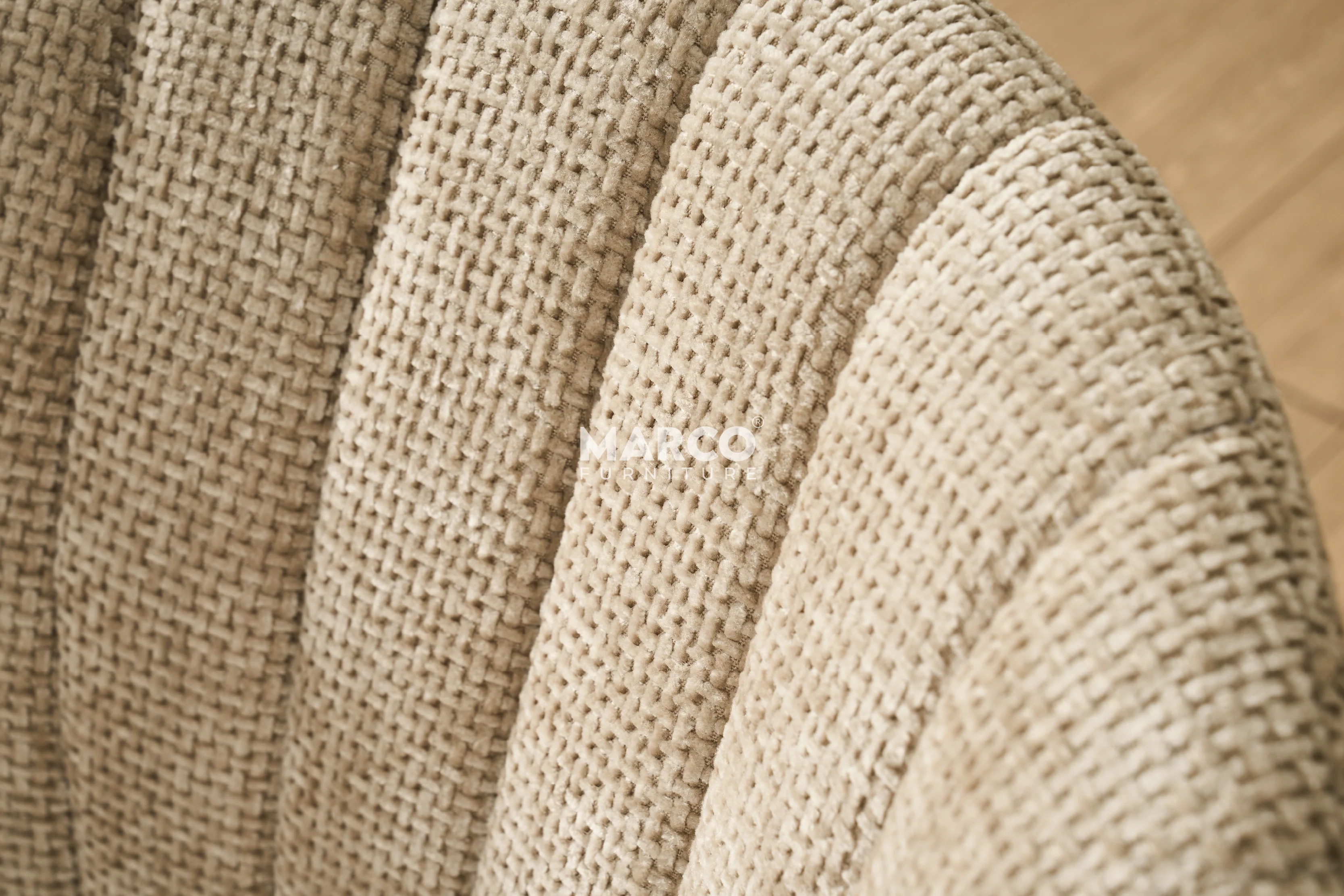 Selena Woven Fabric Curved Back Armless Dining Chair (Beige) - Image 7