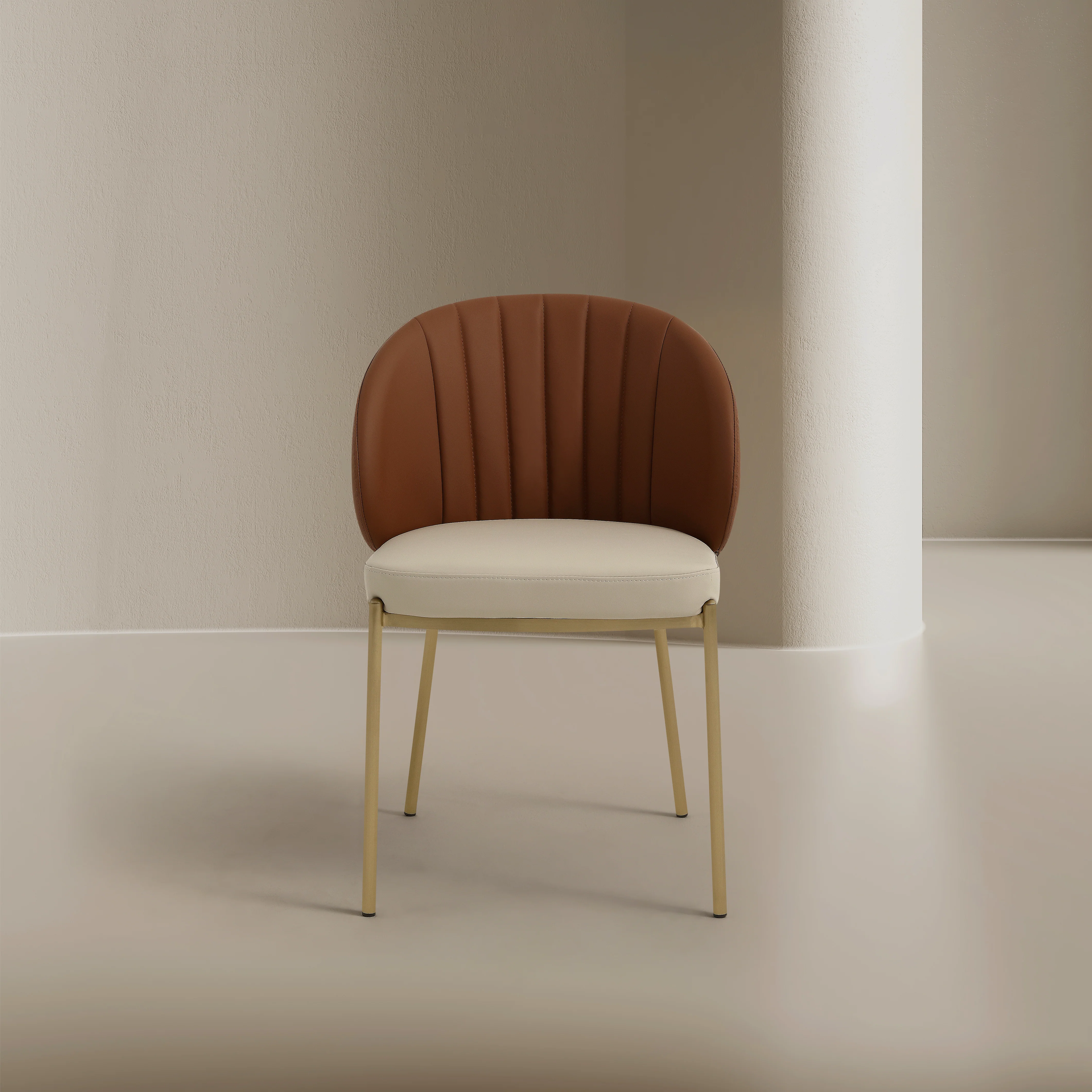 Selena Leather Dining Chair - Cognac Brown - Image 2