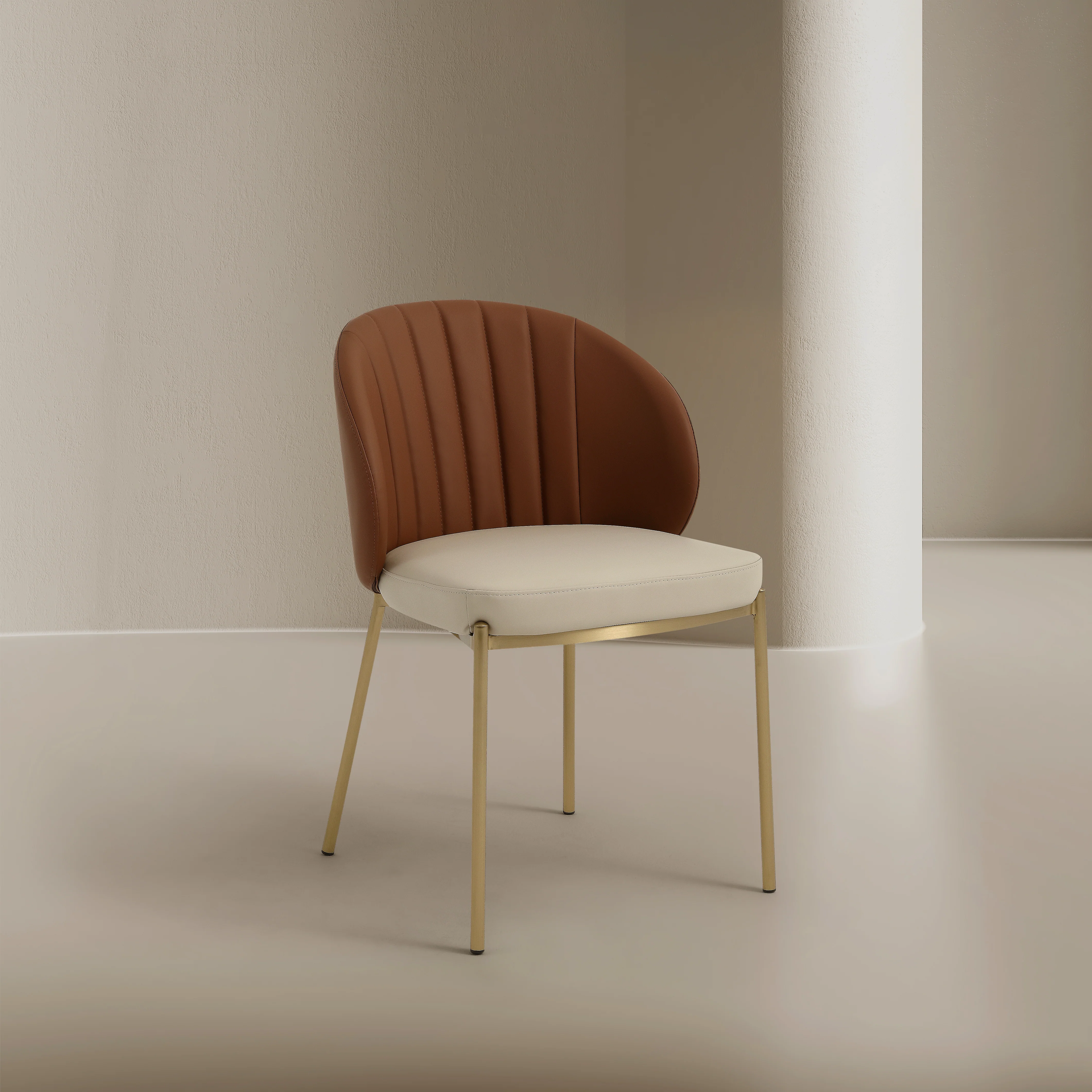 Selena Leather Dining Chair - Cognac Brown - Image 3