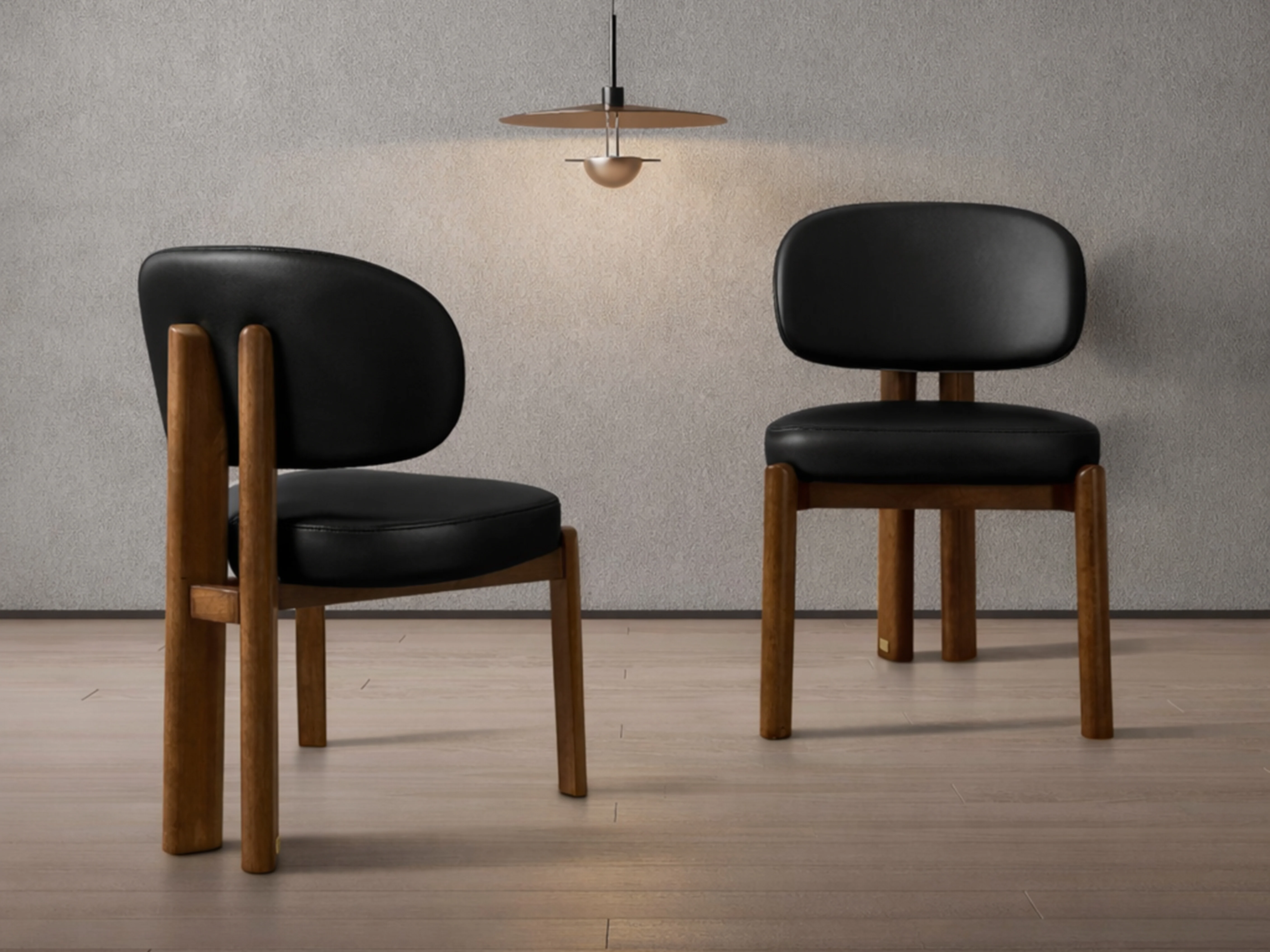 Sofie Black Leather Dining Chair – Modern Design with Wooden Legs