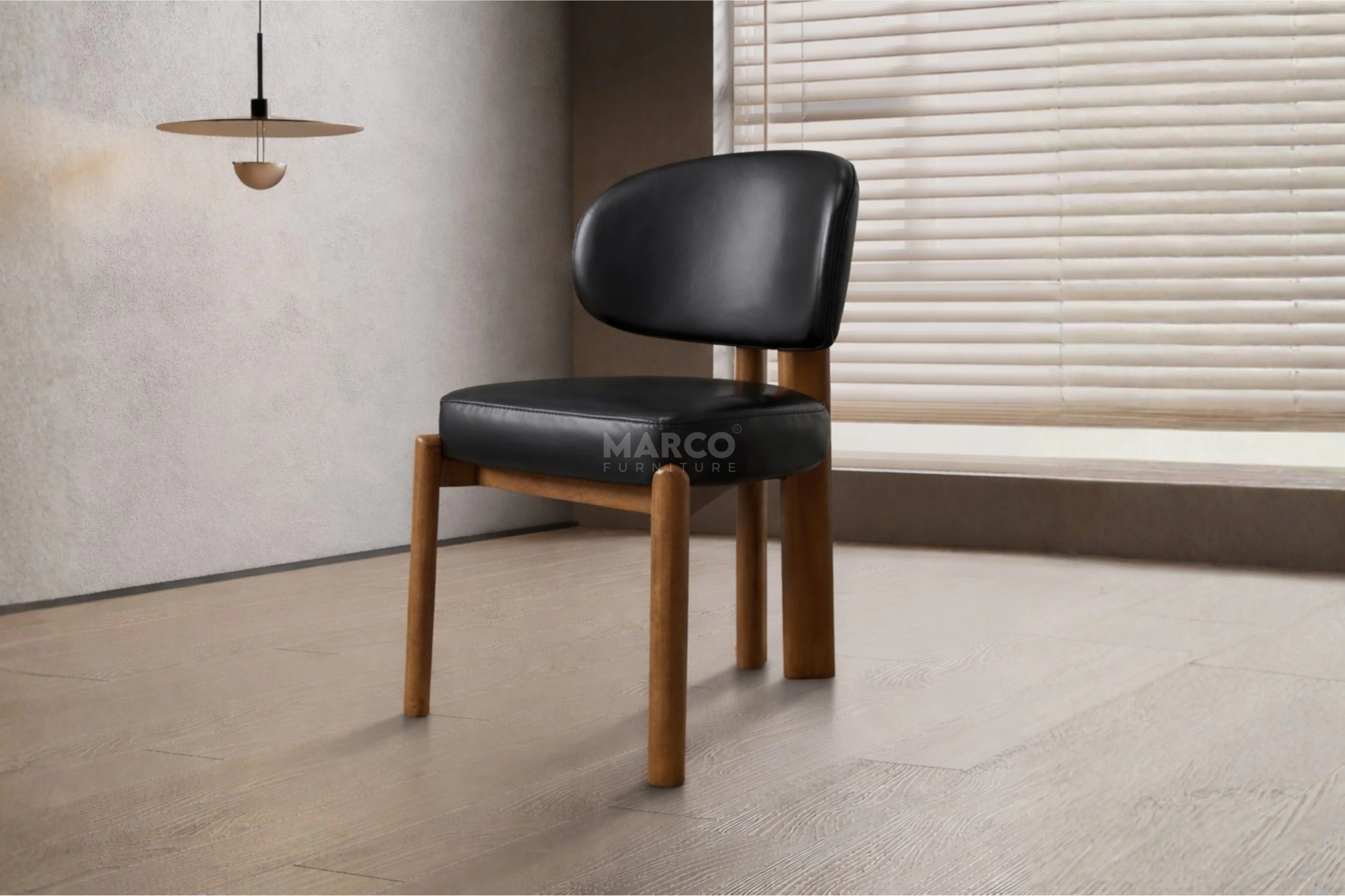 Sofie Black Leather Dining Chair – Modern Design with Wooden Legs - Image 2