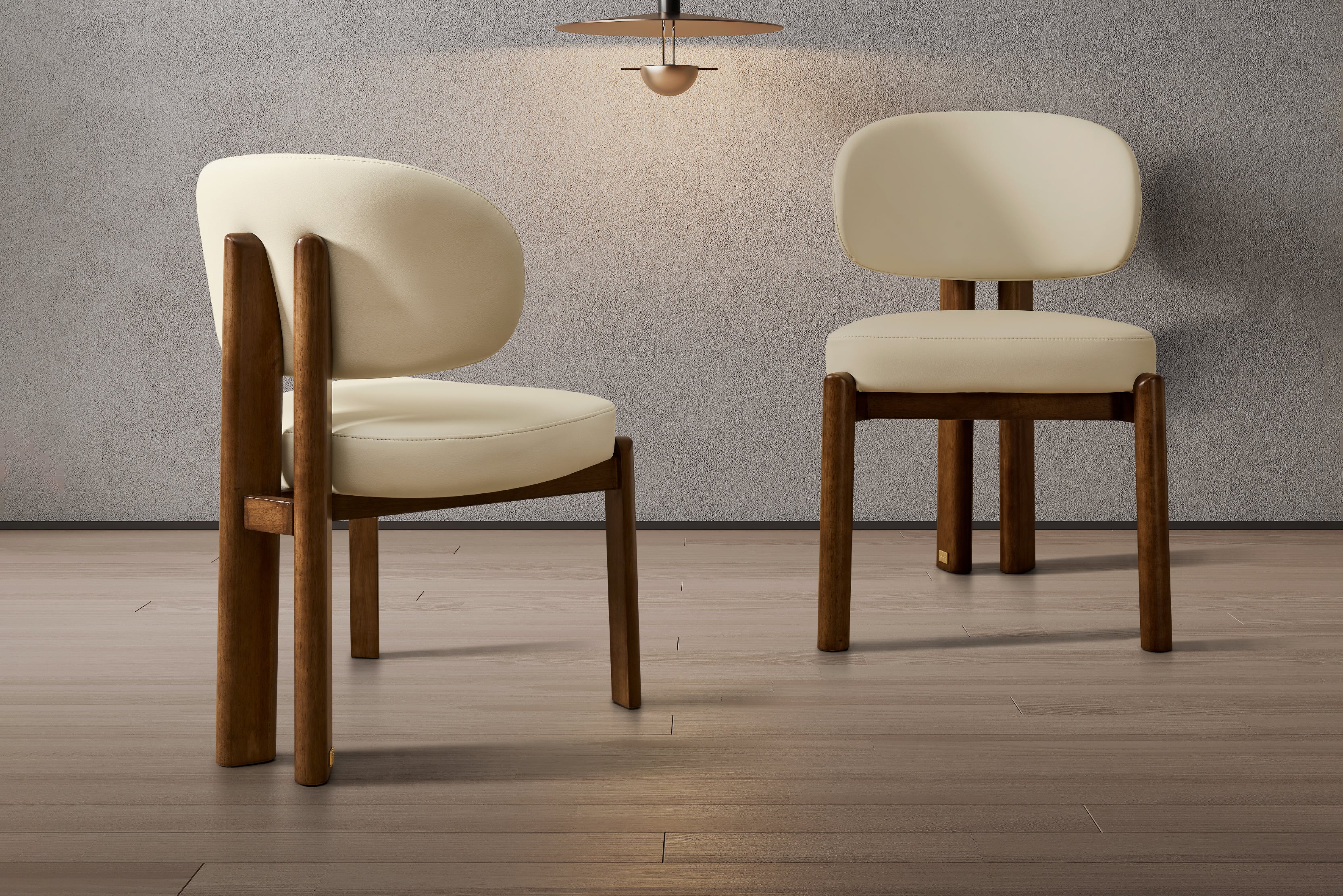 Sofie Leather Dining Chair – Modern Design with Wooden Legs