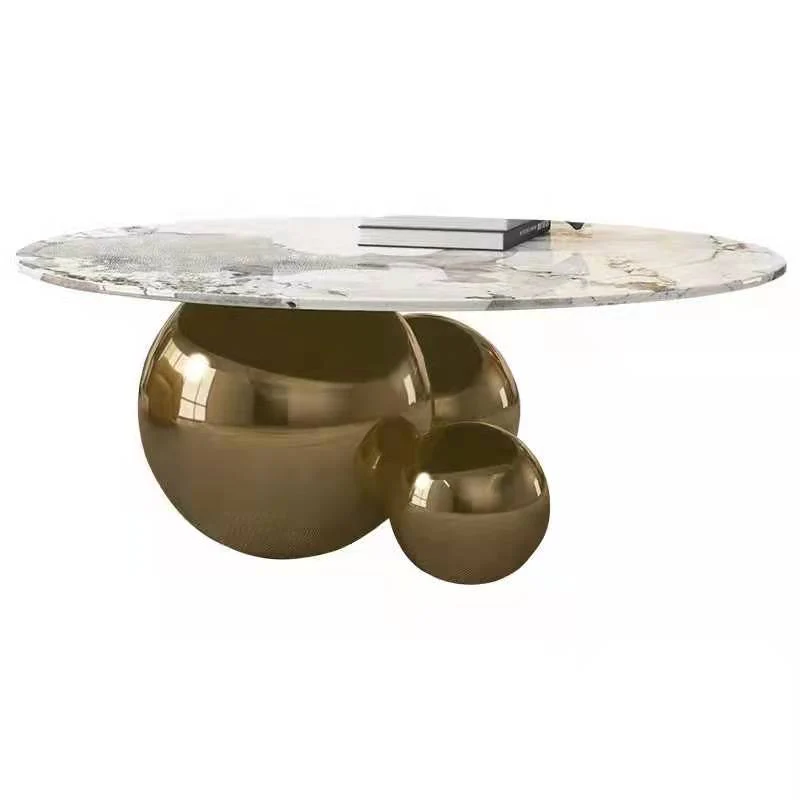 Spigola Round Coffee Table with Sintered Stone Top and Stainless Steel Base - Image 6