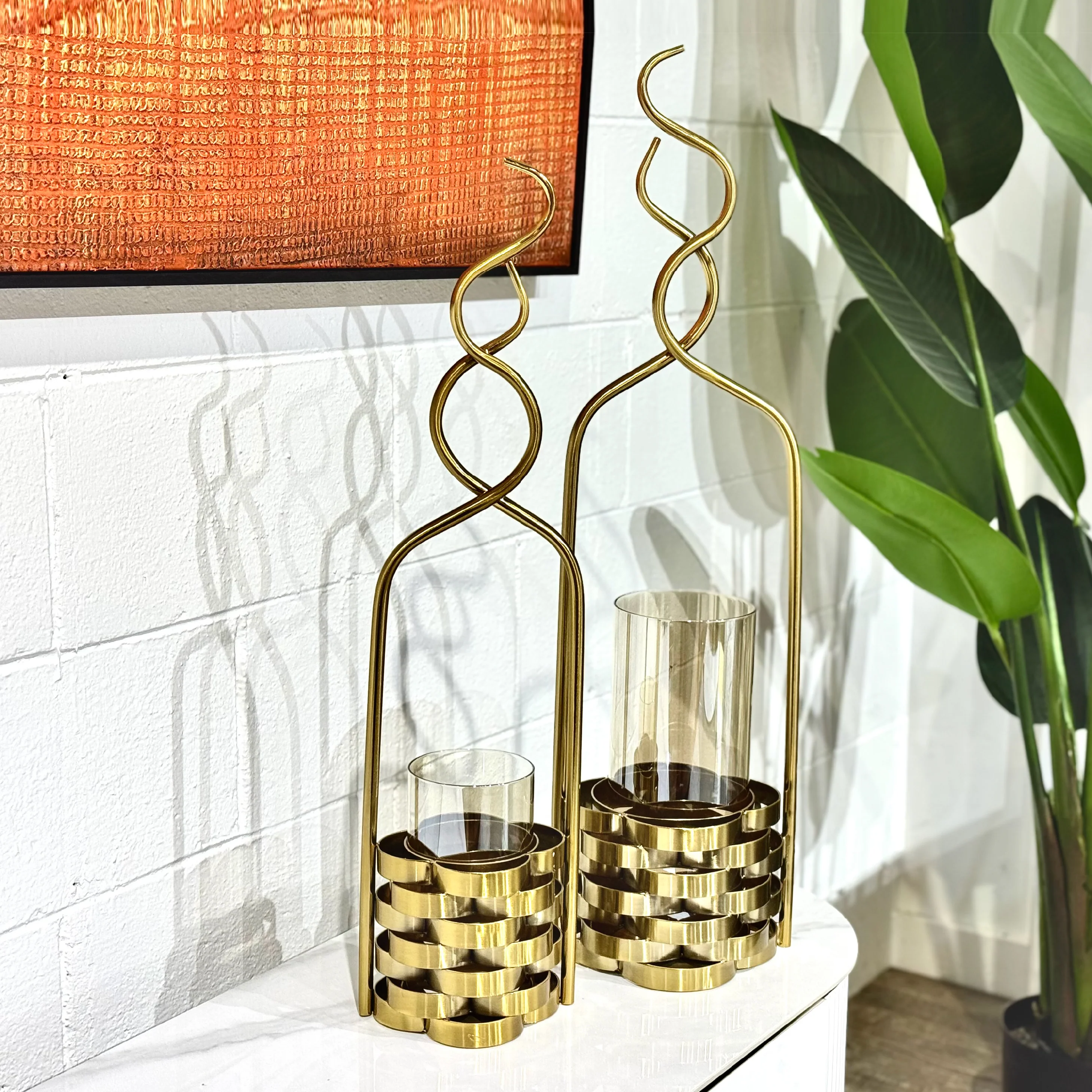Gold Spiral Candle Holder Set - Image 3