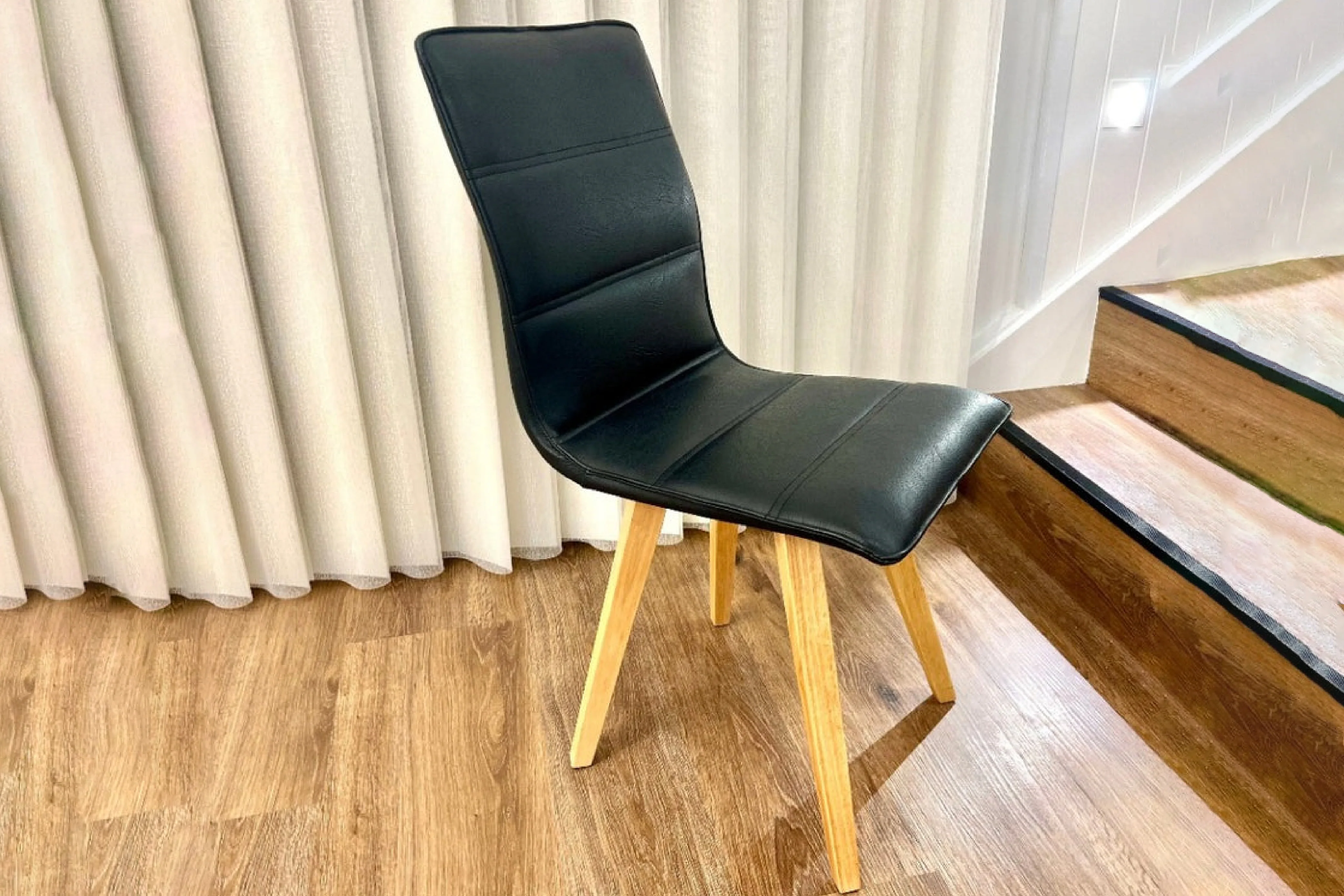 Sydney Black PU Leather Dining Chair – Armless High-Back Chair - Image 2