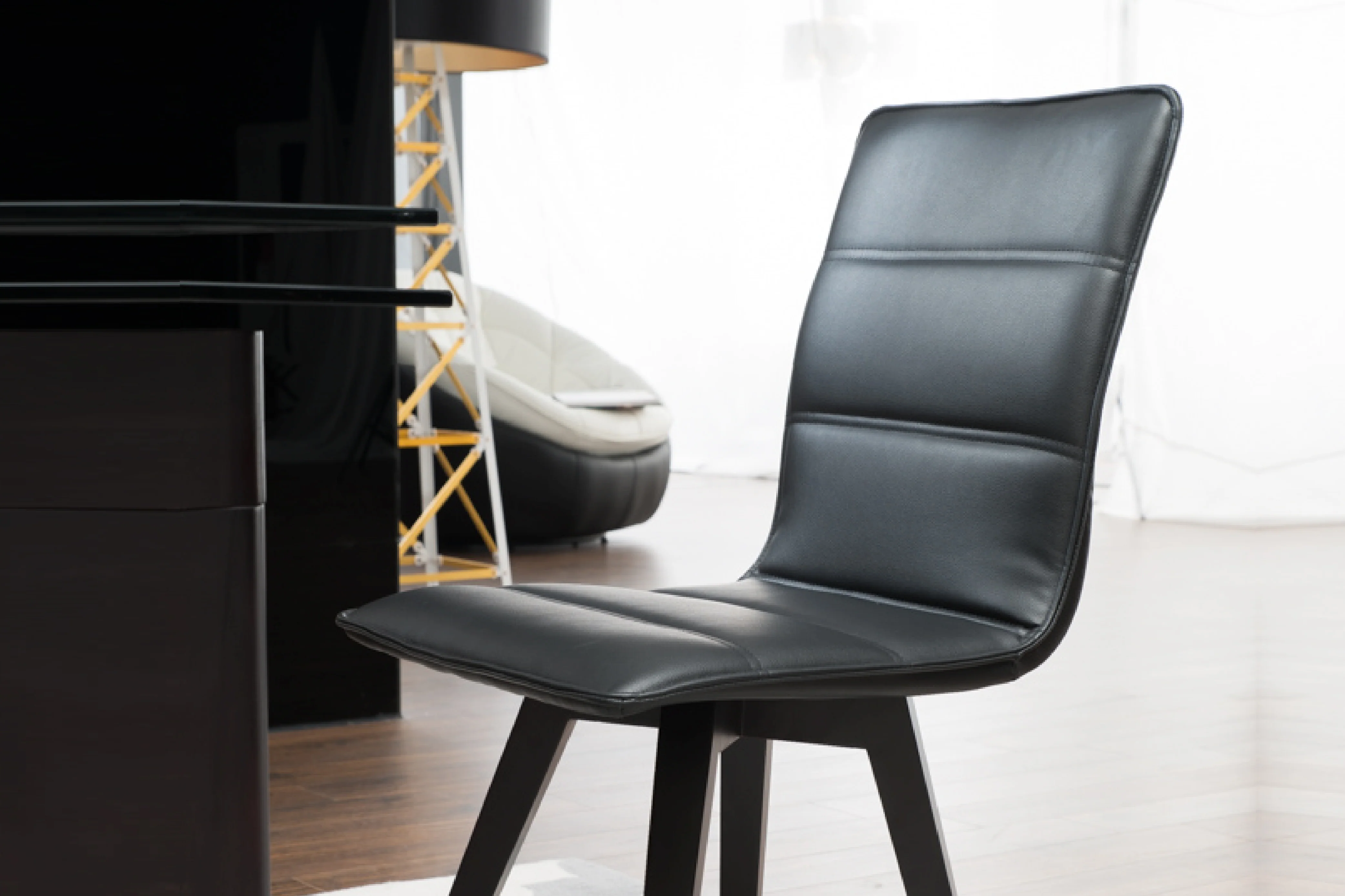 Sydney Black PU Leather Dining Chair – Armless High-Back Chair - Image 8