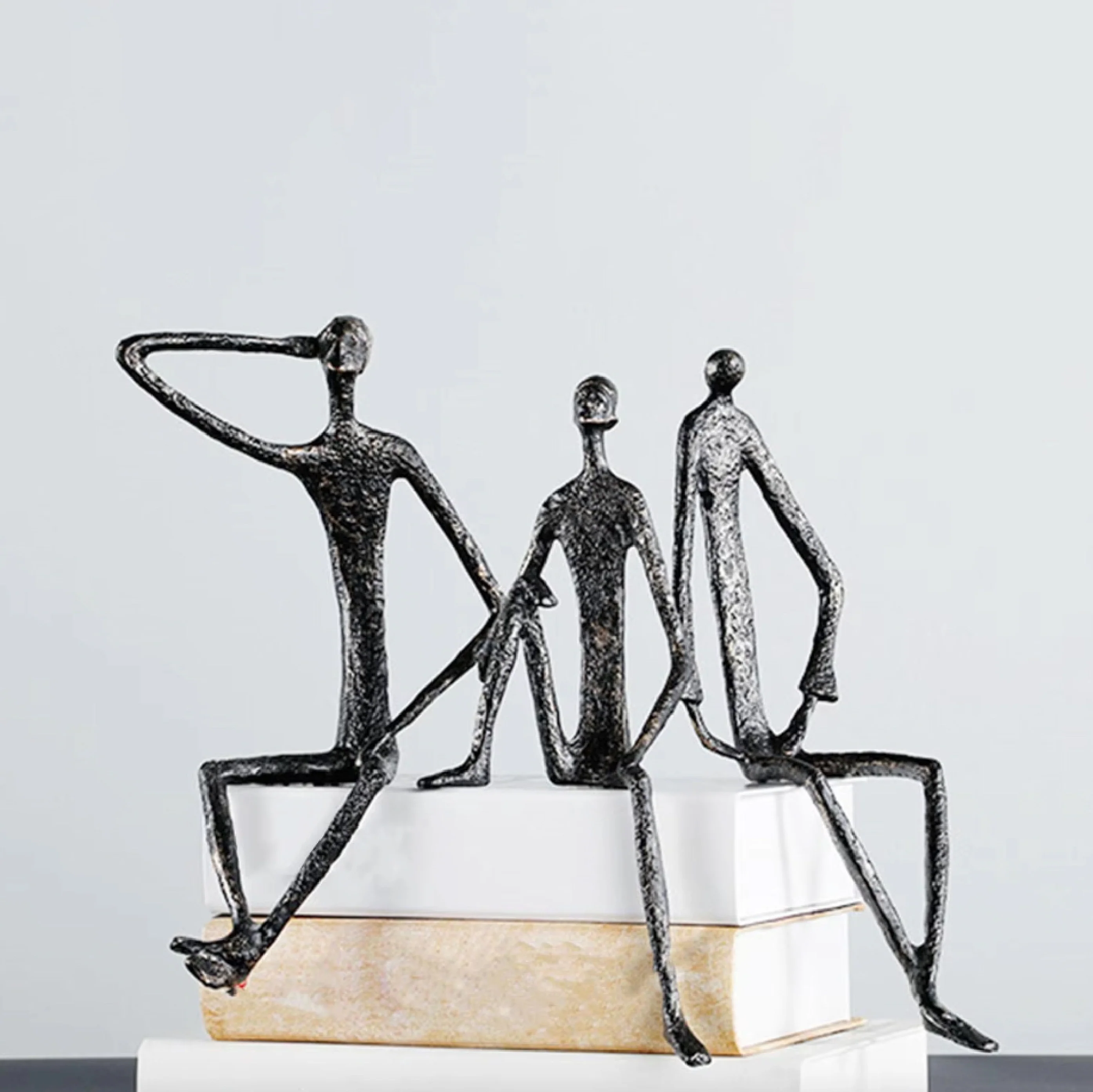 Thinking Man Figurine – Black & Gold Metal Shelf Sculpture - Image 10