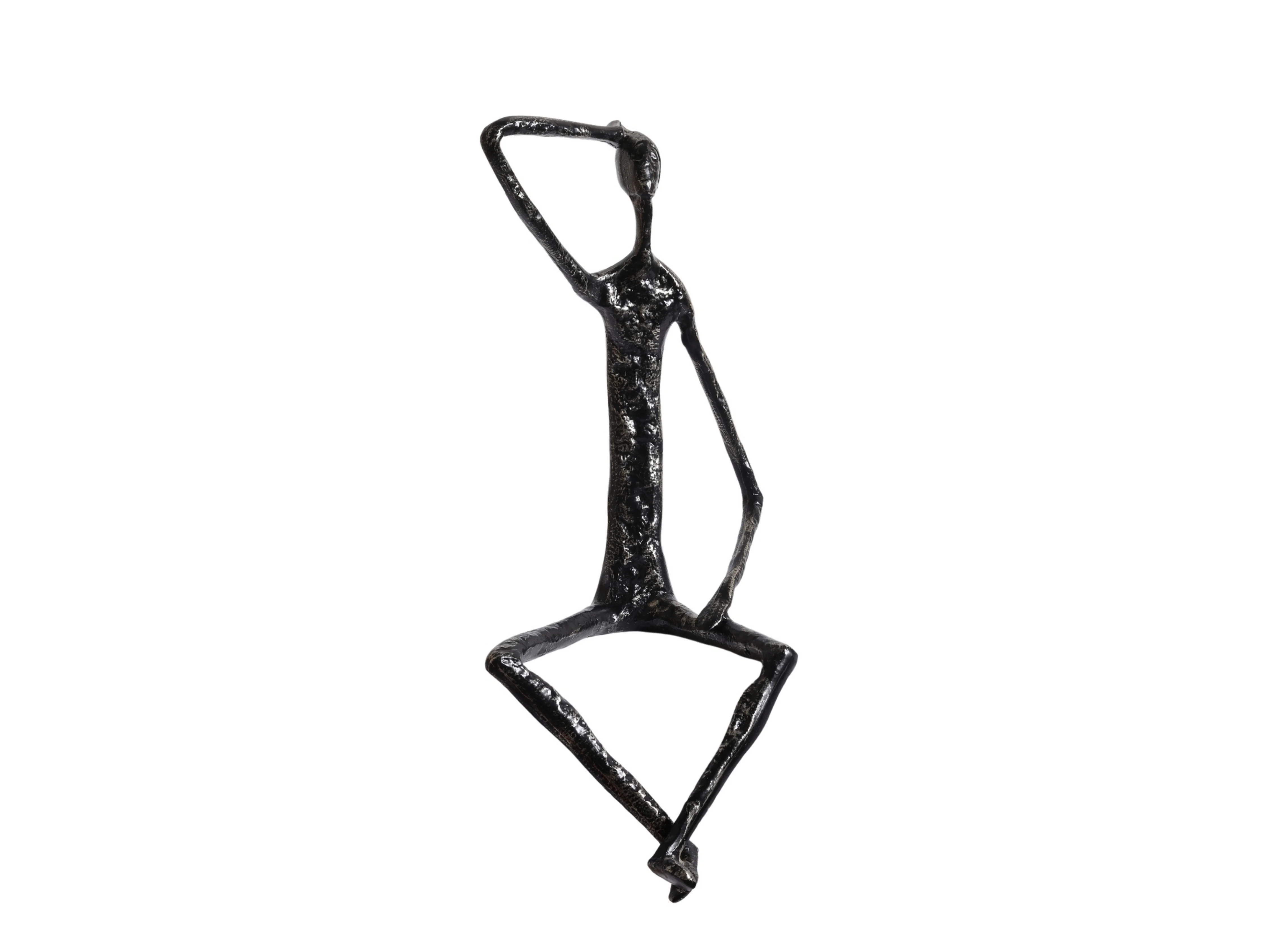Thinking Man Figurine – Black & Gold Metal Shelf Sculpture - Image 12