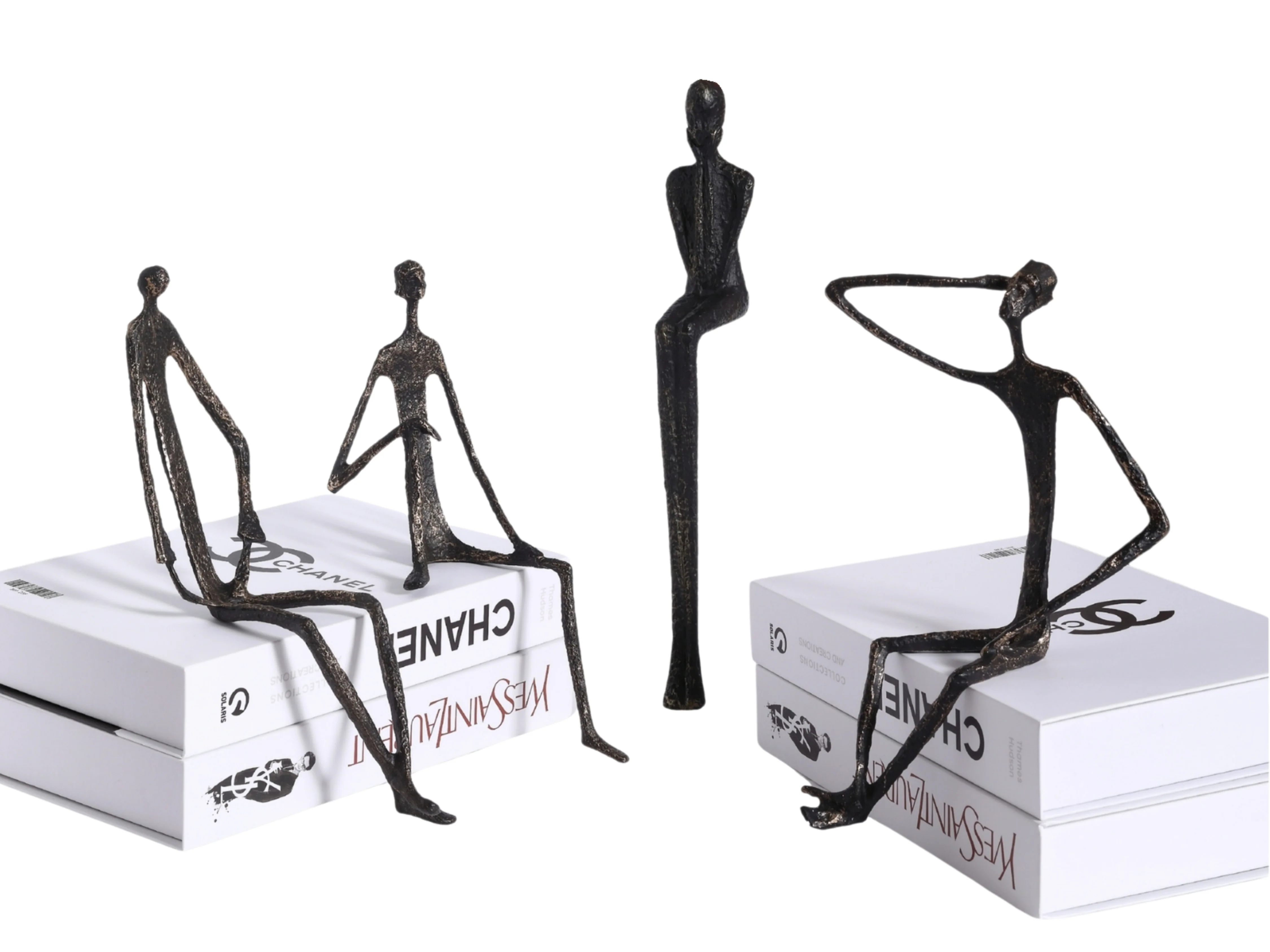 Thinking Man Figurine – Black & Gold Metal Shelf Sculpture - Image 18