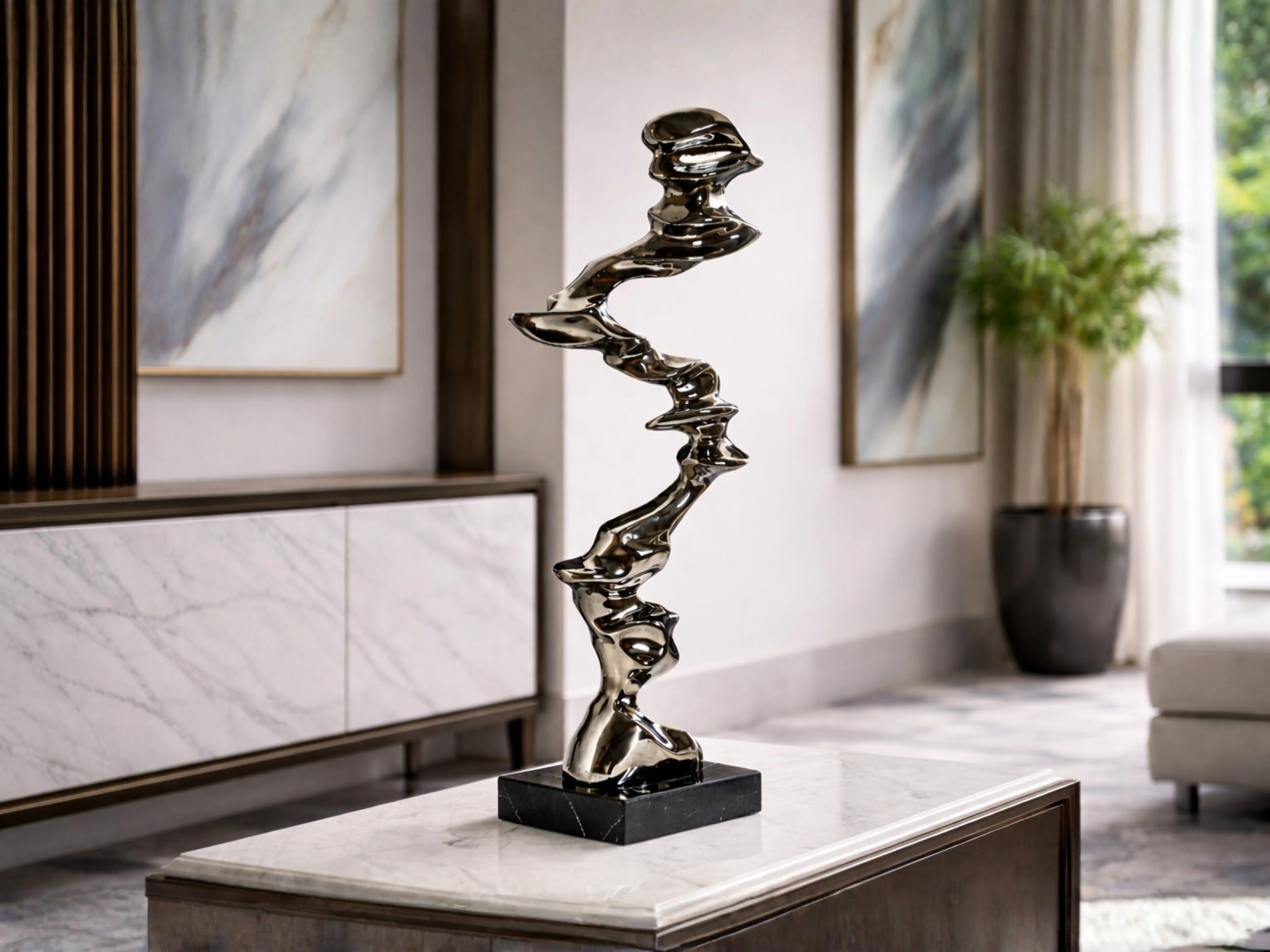 Twisting Flow Black Sculpture - Image 2