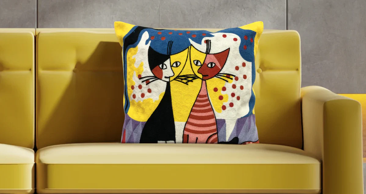 Two Kitty Love Cushion - Image 5