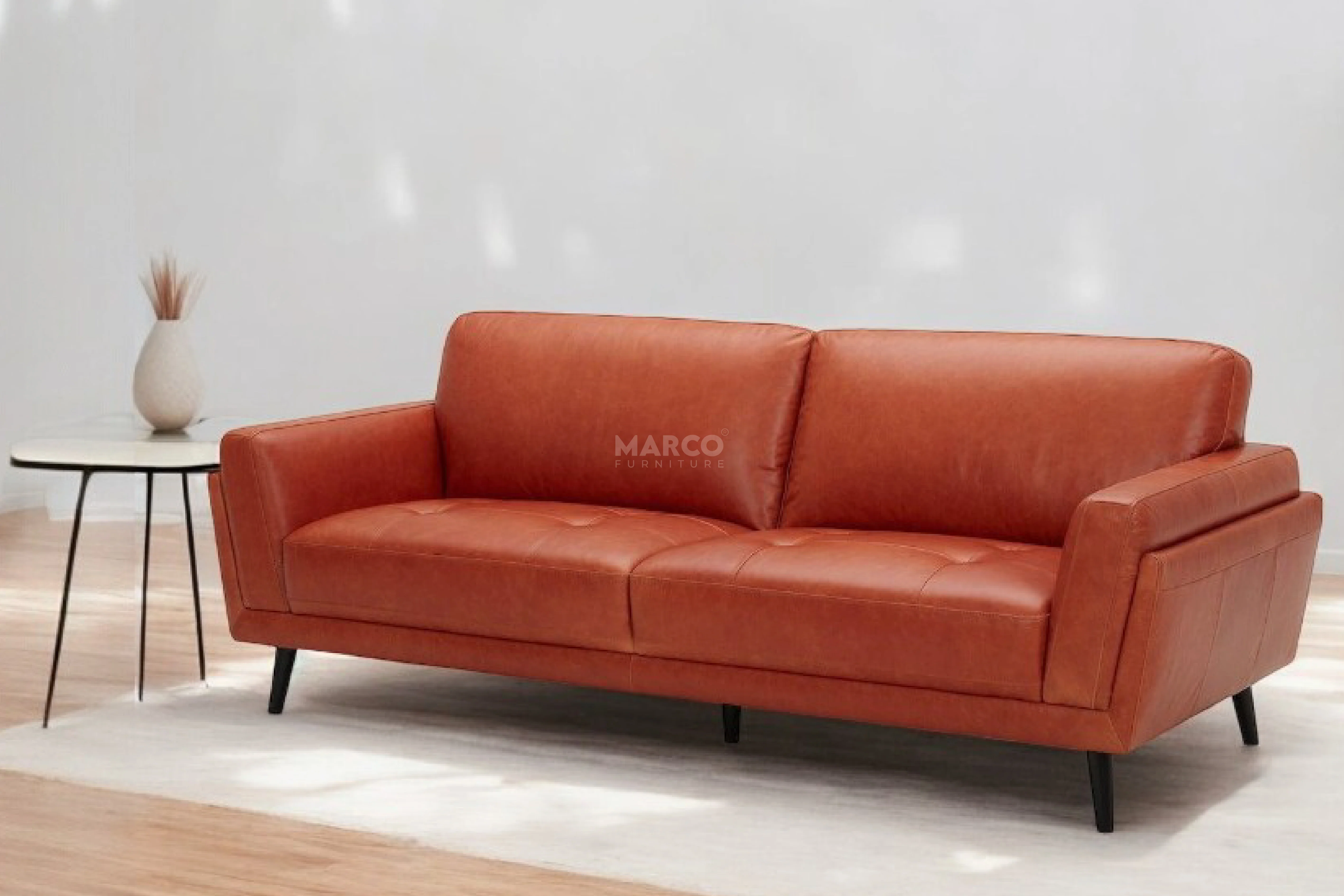 Valino Vintage Leather Lounge Sofa – Mid-Century Modern Lounge - Image 4