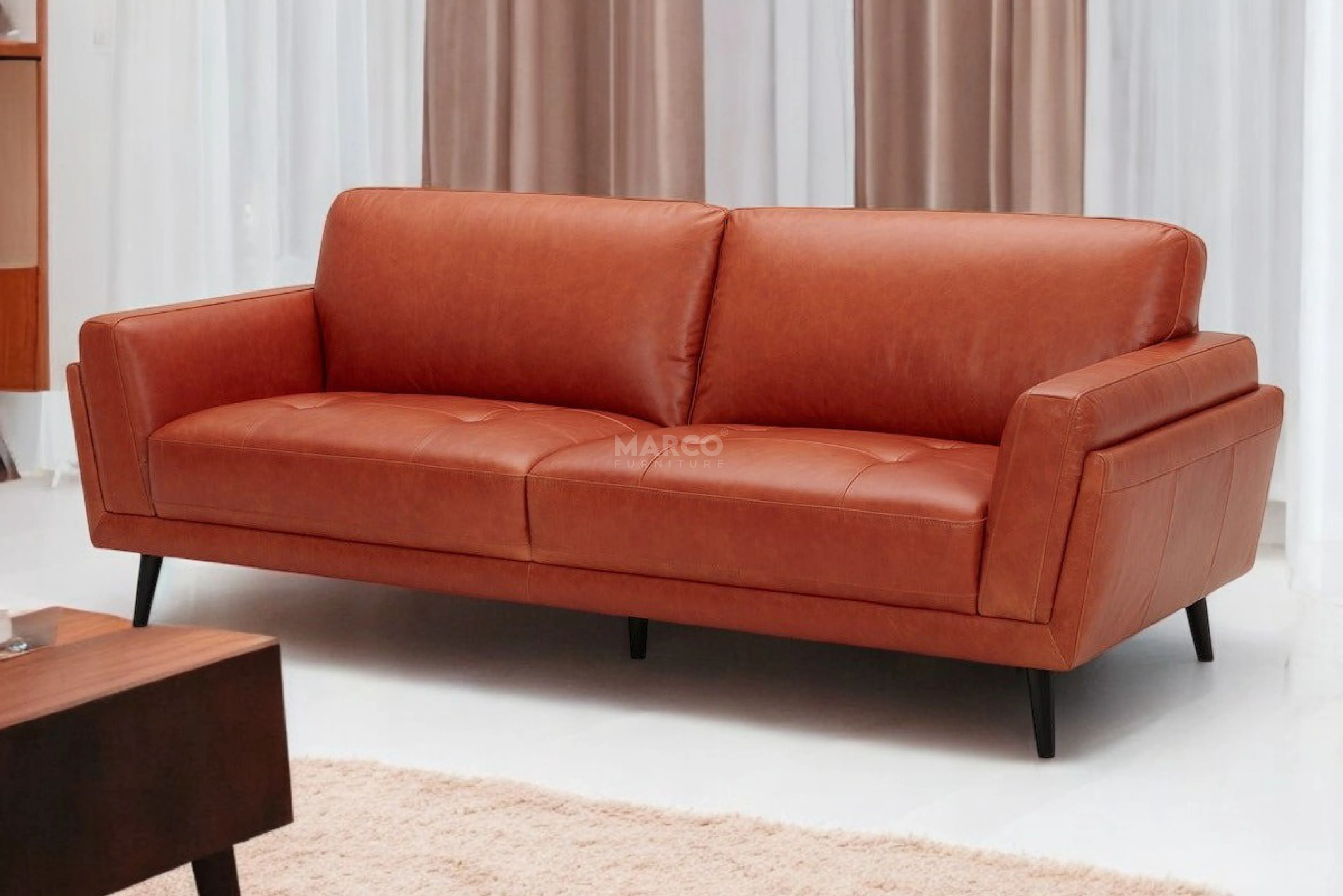 Valino Vintage Leather Lounge Sofa – Mid-Century Modern Lounge - Image 5