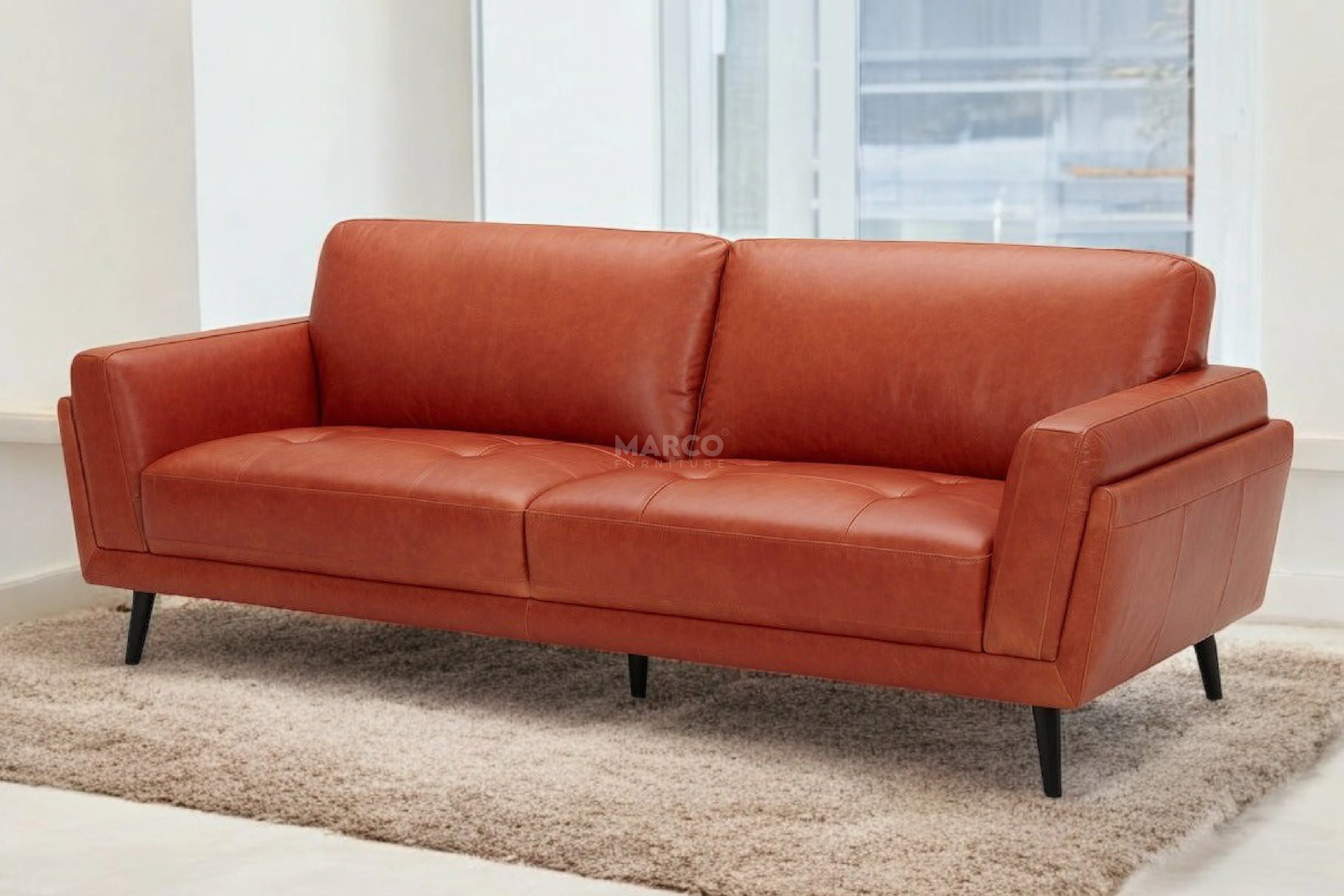 Valino Vintage Leather Lounge Sofa – Mid-Century Modern Lounge - Image 6