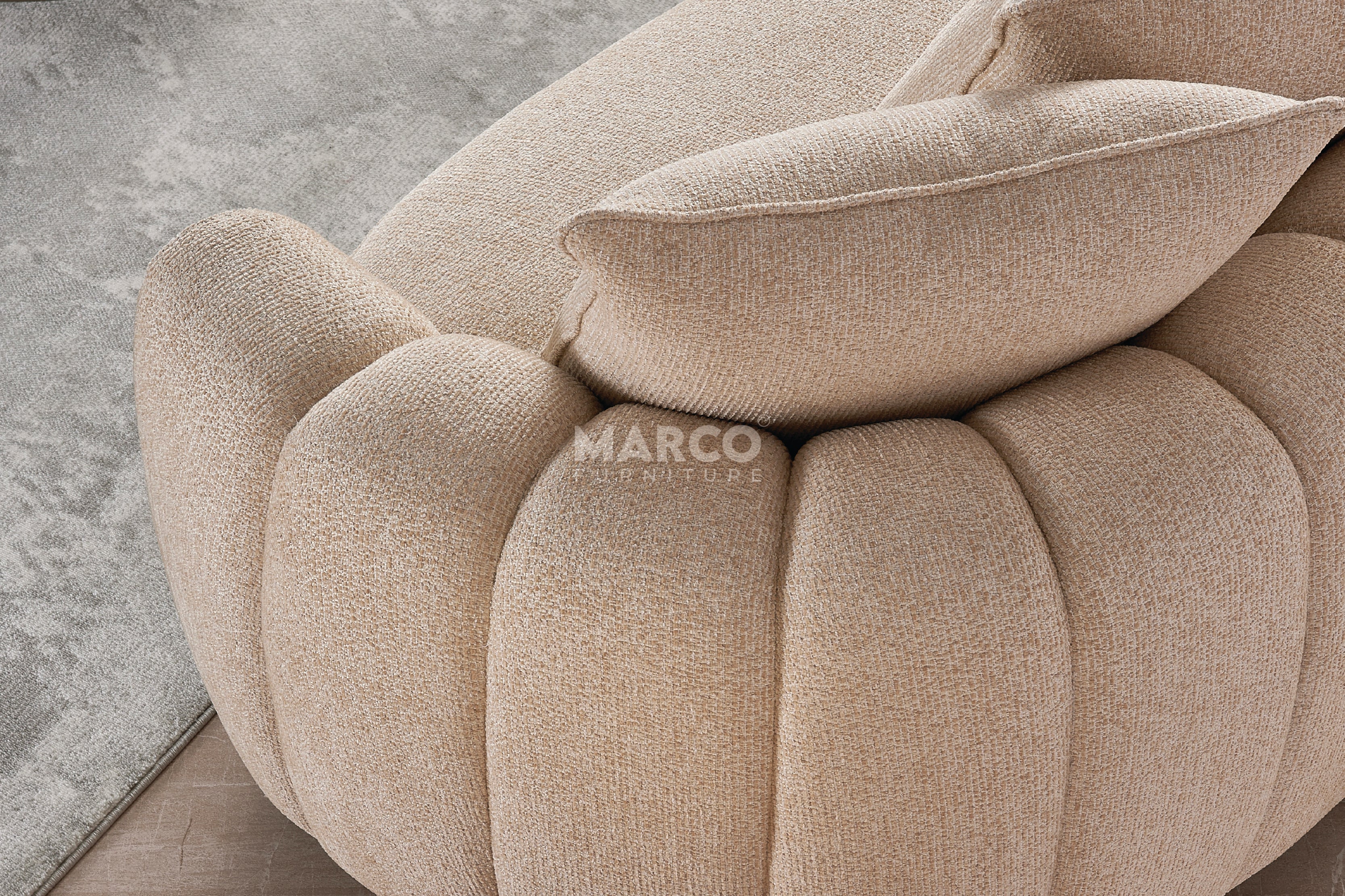 Velluto Curved Fabric Sofa Set - Modern Lounge Sofa - Image 5