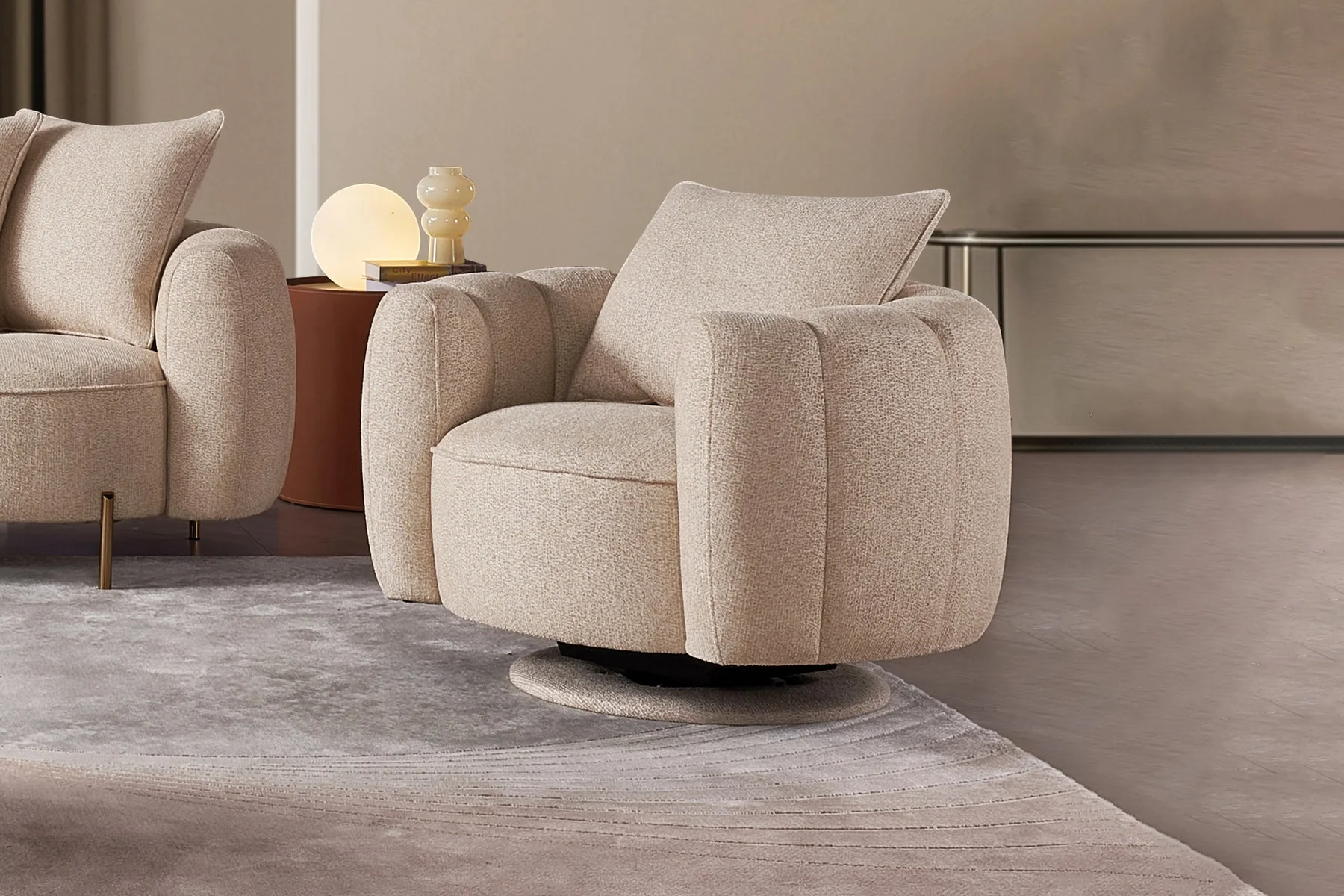 Velluto Curved Fabric Sofa Set - Modern Lounge Sofa - Image 8