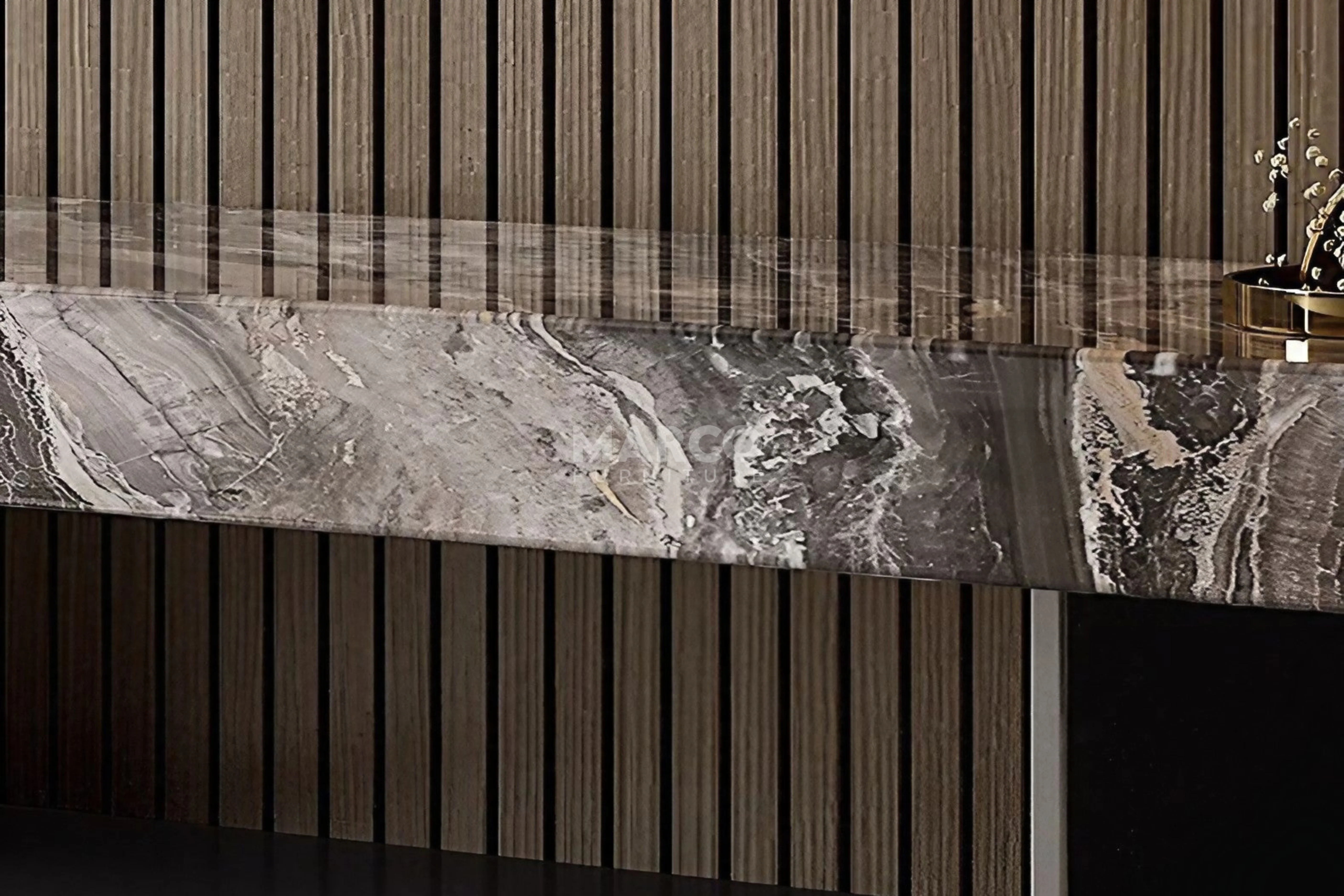 Venezia Sintered Stone TV Unit with Stainless Steel Base - Image 6