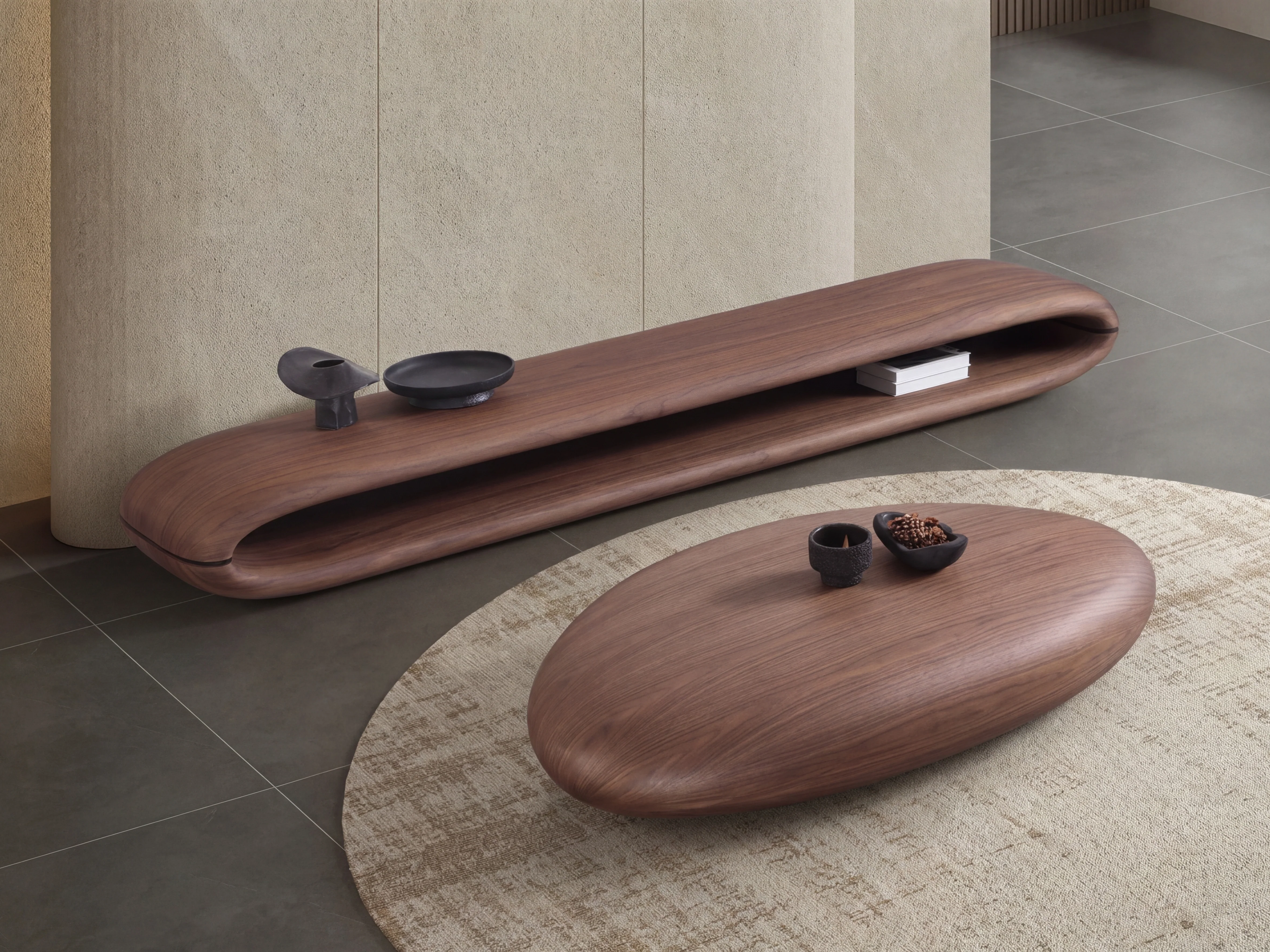 Venus Walnut TV Unit – Modern Lowline TV Cabinet
