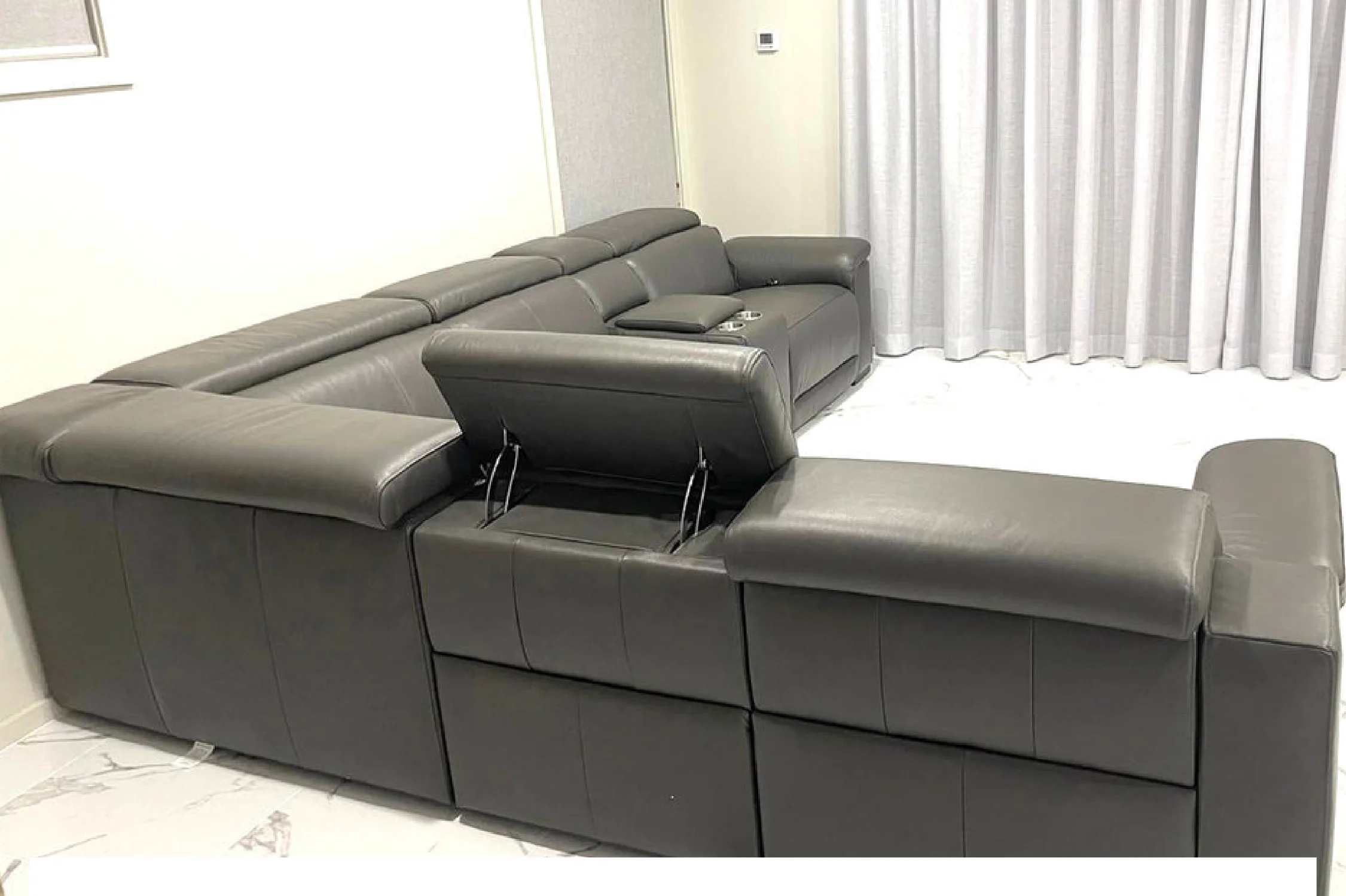 Victoria L-Shape Leather Lounge - Modular Corner Recliner Sofa - Image 10