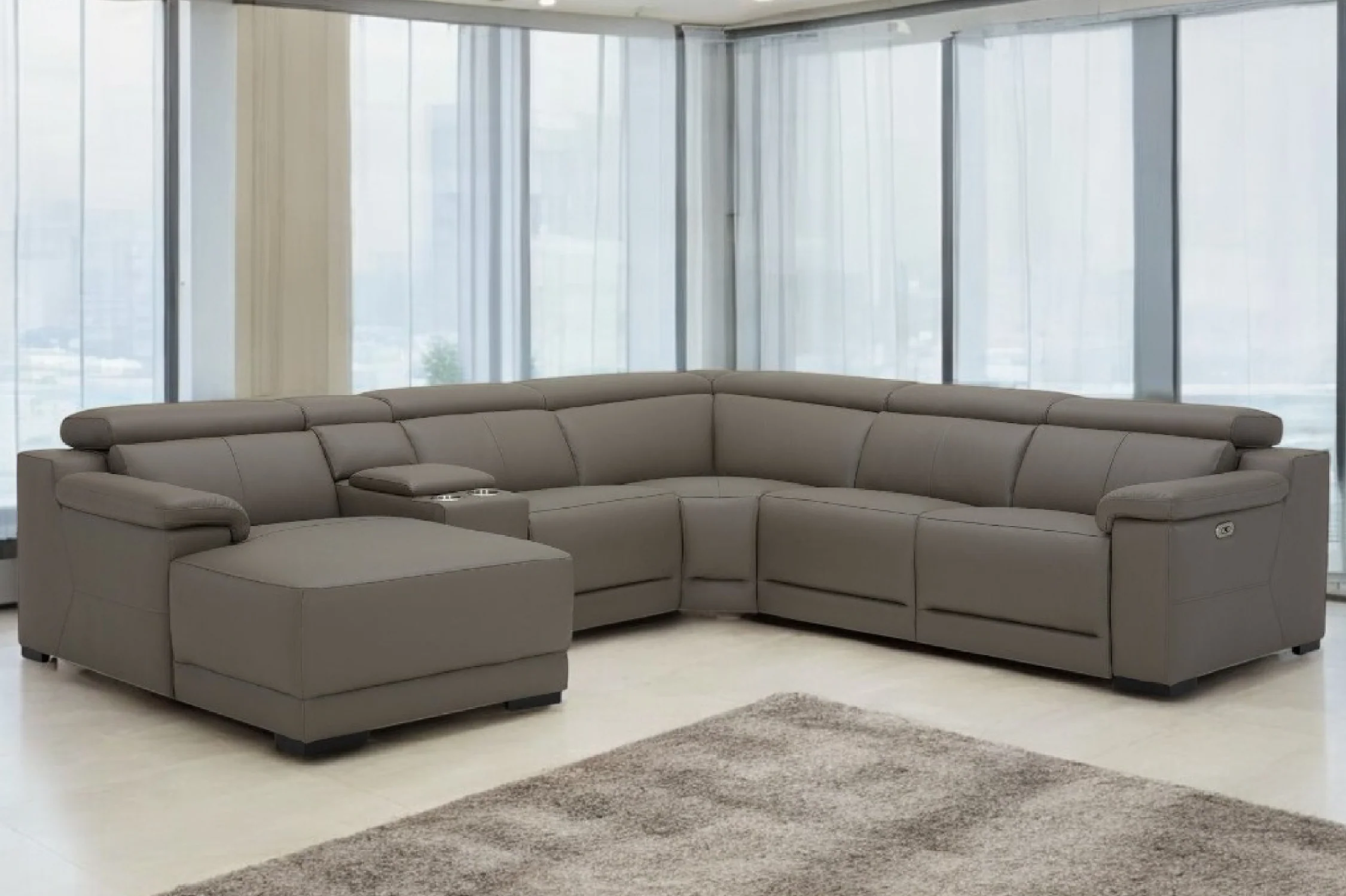Victoria L-Shape Leather Lounge - Modular Corner Recliner Sofa - Image 4