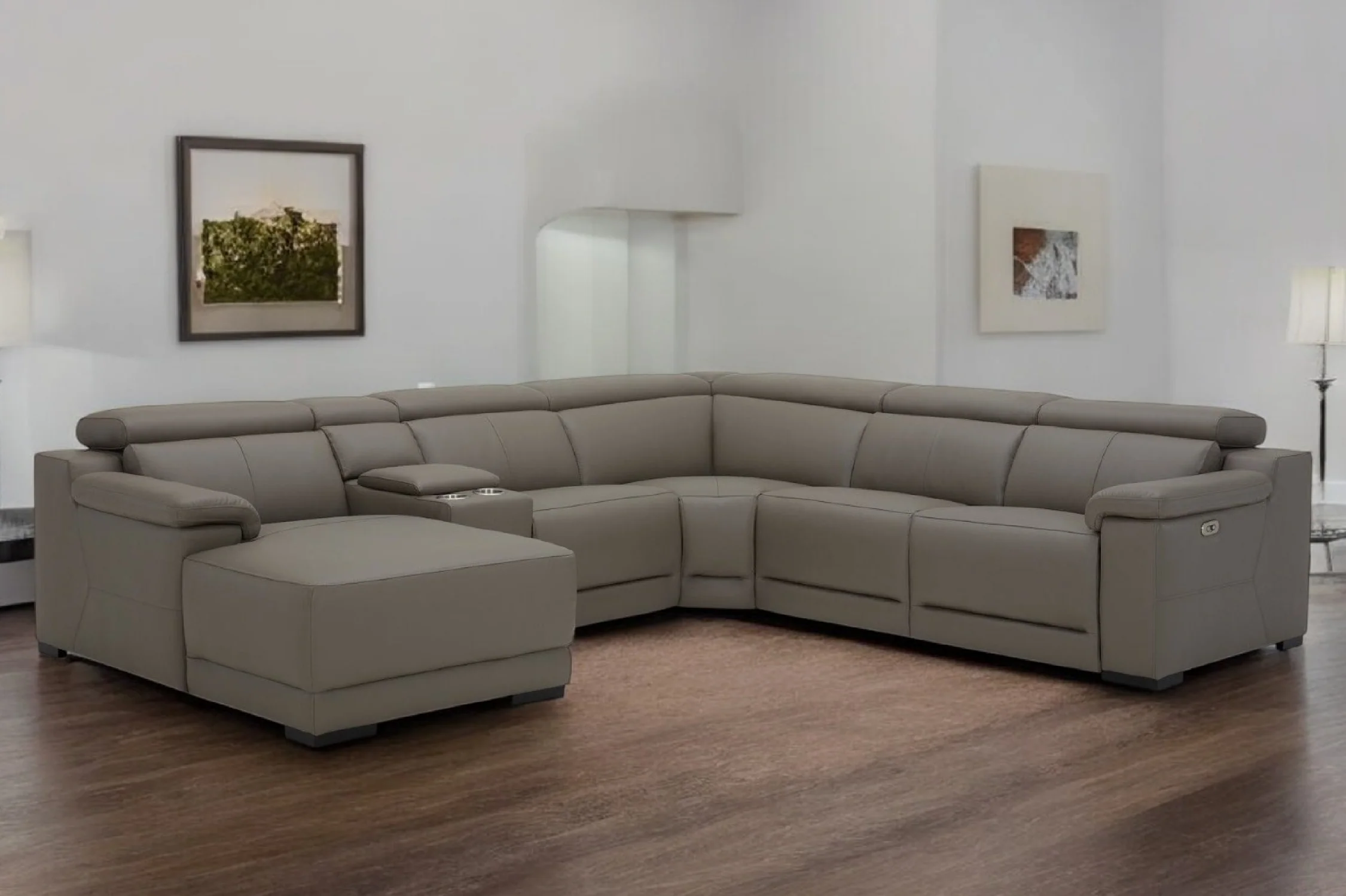 Victoria L-Shape Leather Lounge - Modular Corner Recliner Sofa - Image 5