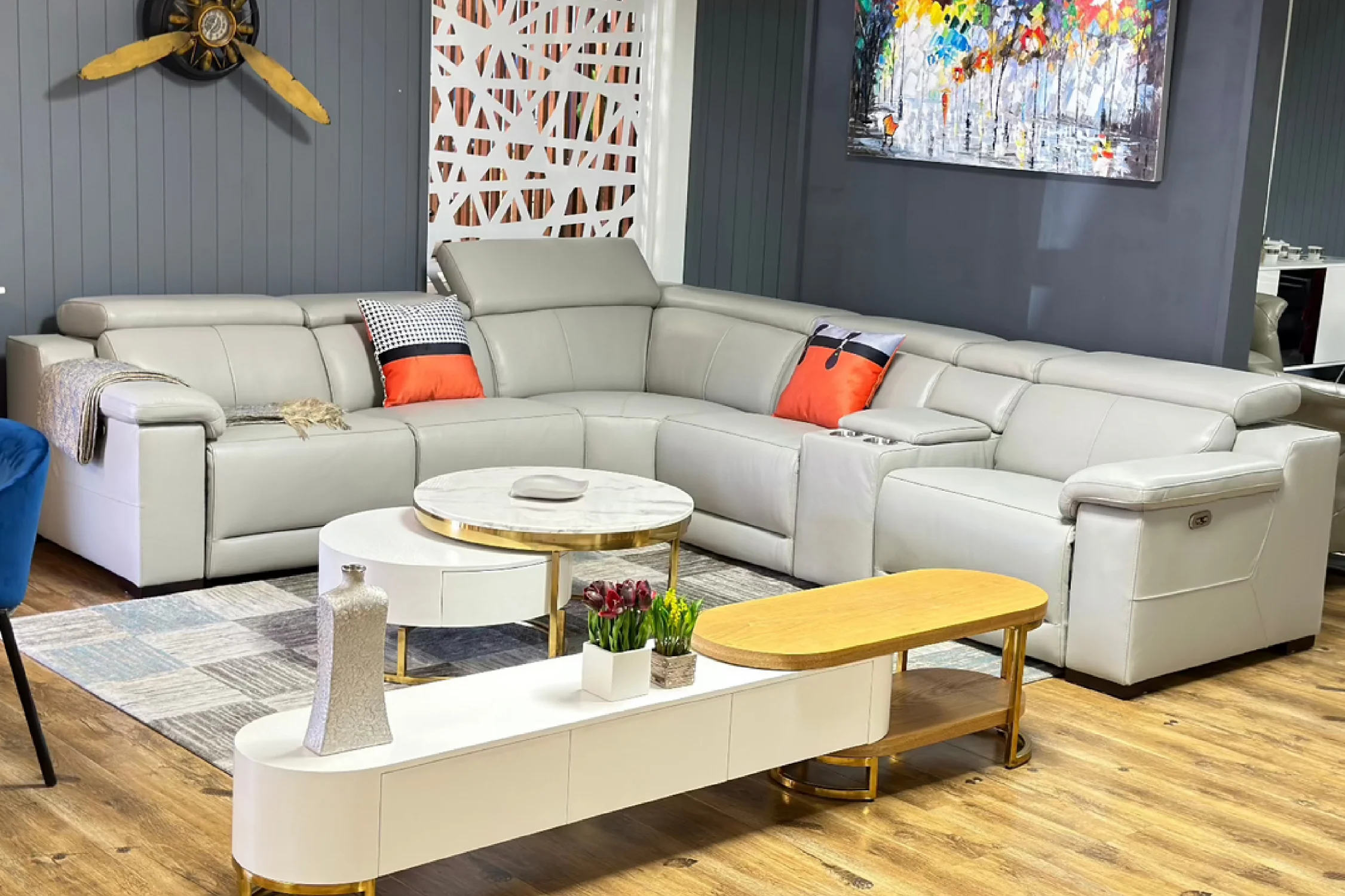 Victoria L-Shape Leather Lounge - Modular Corner Recliner Sofa - Image 7