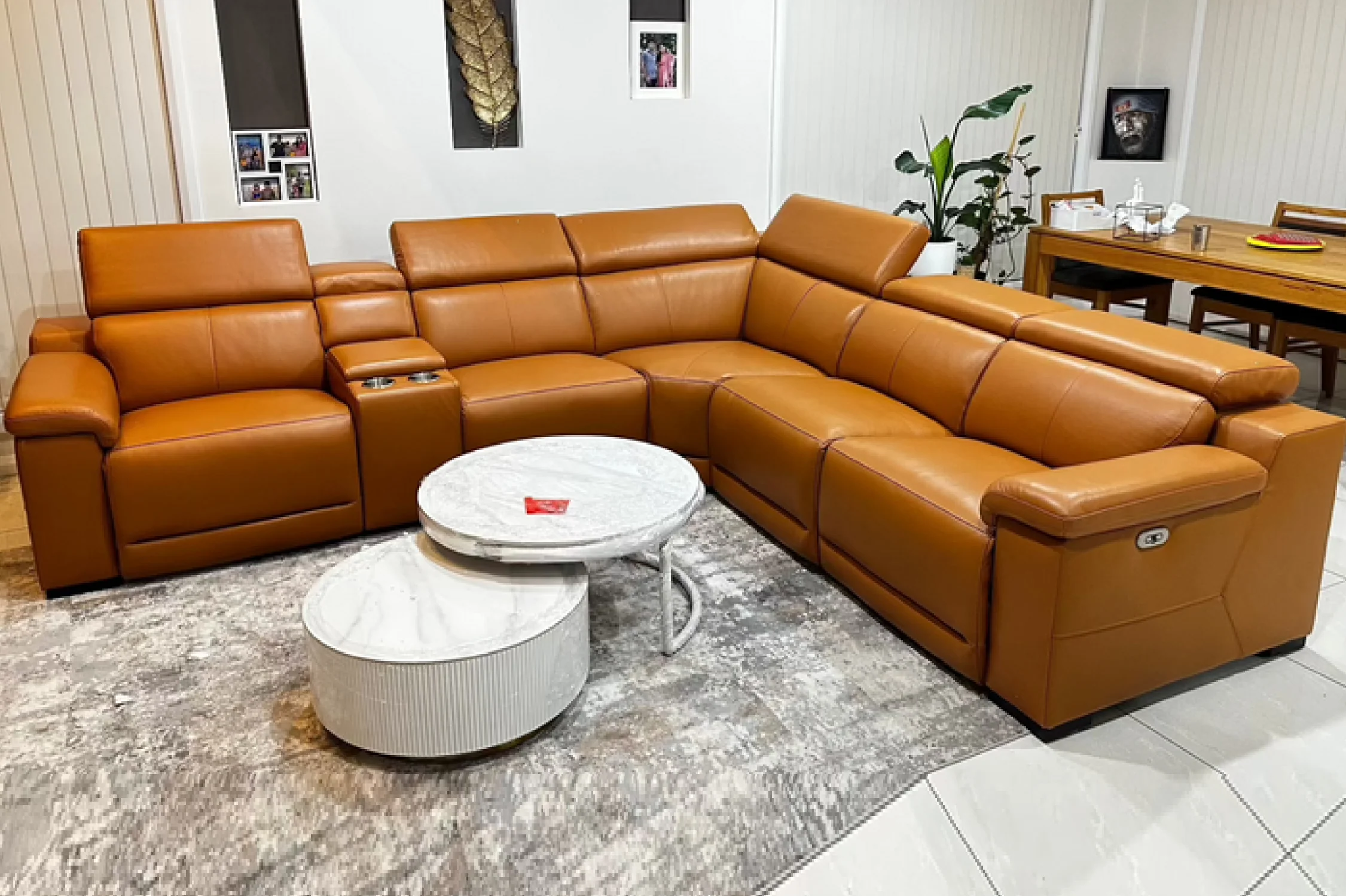 Victoria L-Shape Leather Lounge - Modular Corner Recliner Sofa - Image 8