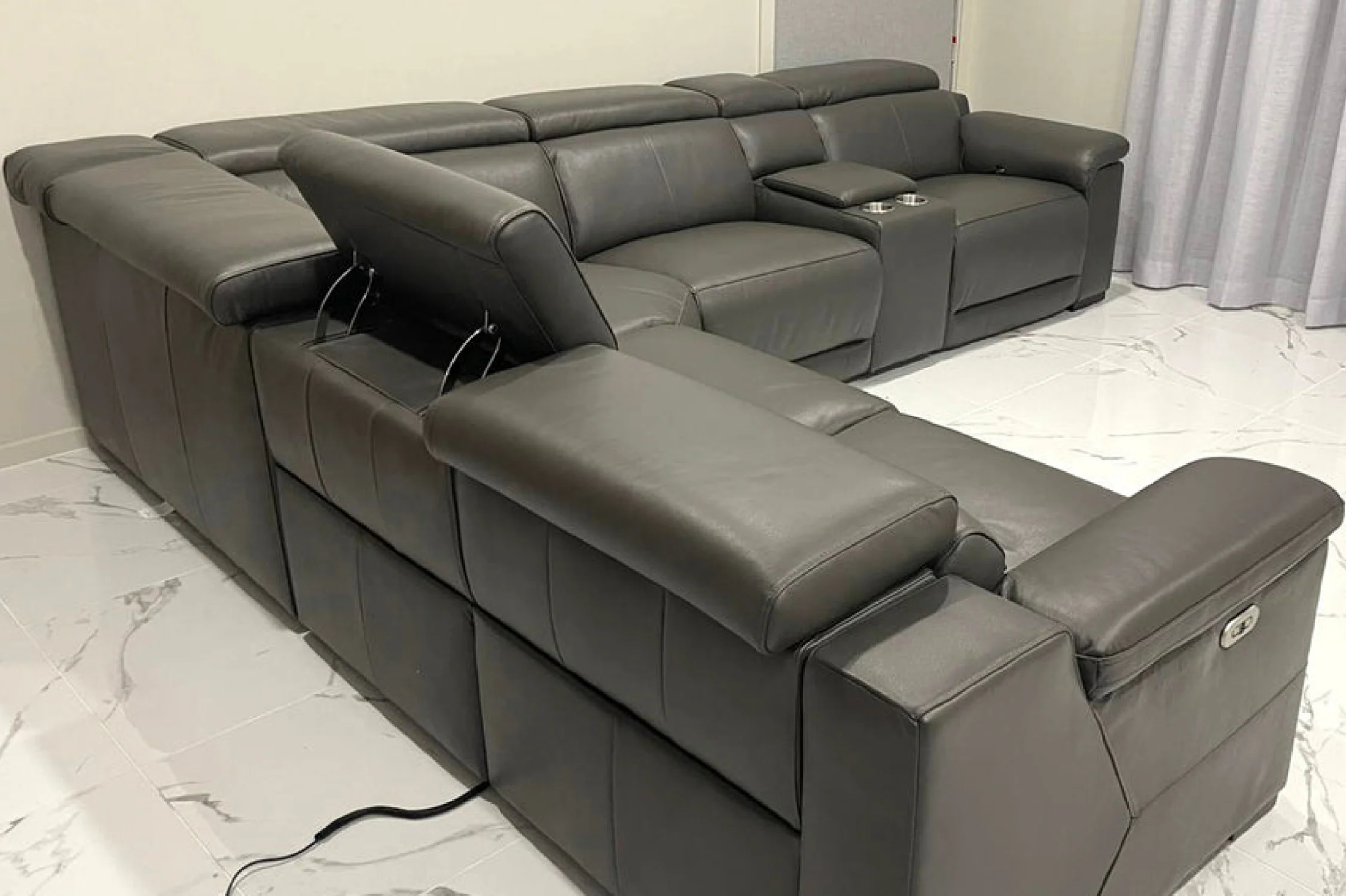 Victoria L-Shape Leather Lounge - Modular Corner Recliner Sofa - Image 9