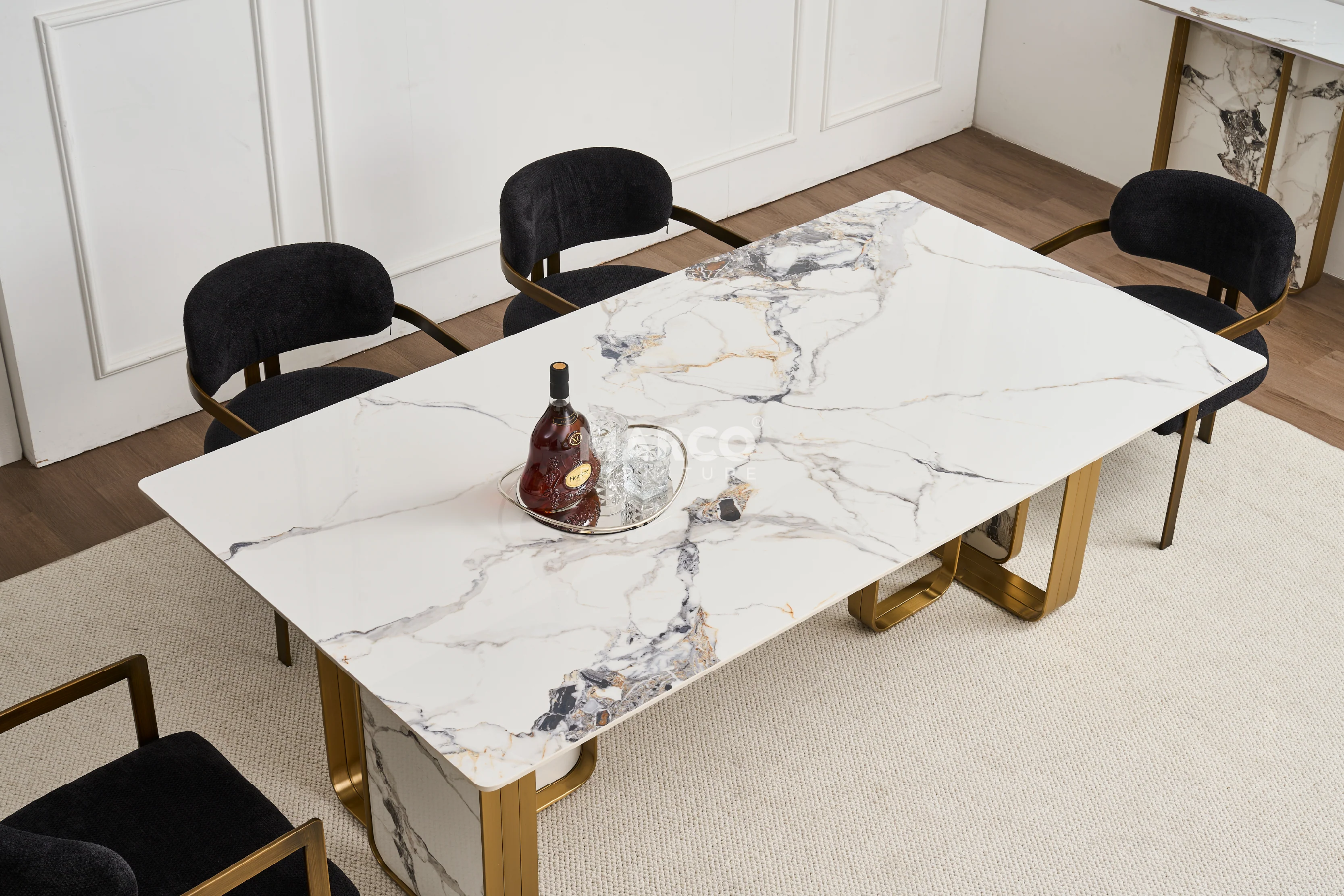 Vittoria Sintered Stone Dining Table - Brushed Gold Stainless Steel Frame - Image 5