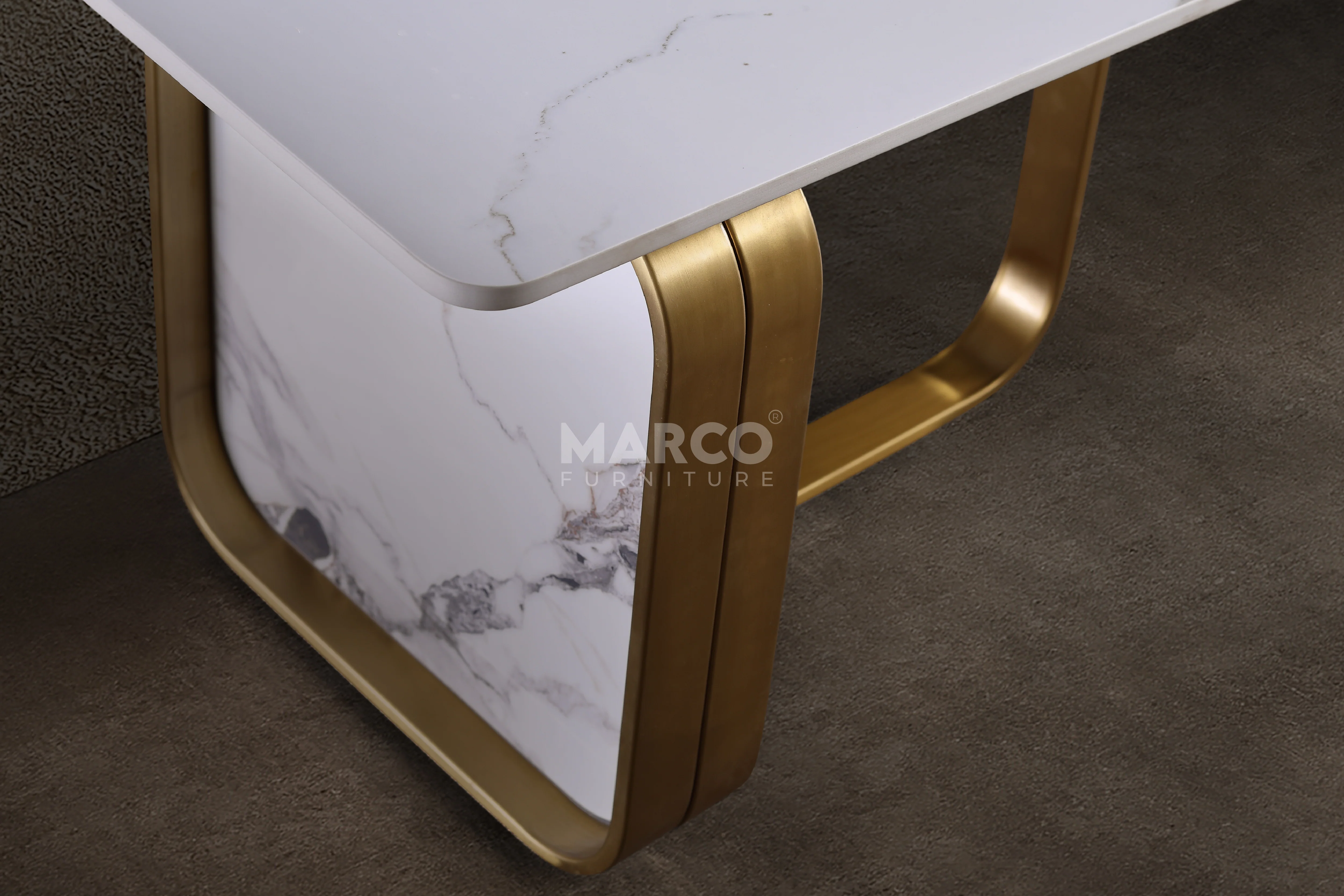 Vittoria Sintered Stone Extendable TV Unit -  Gold Stainless Steel Base - Image 9