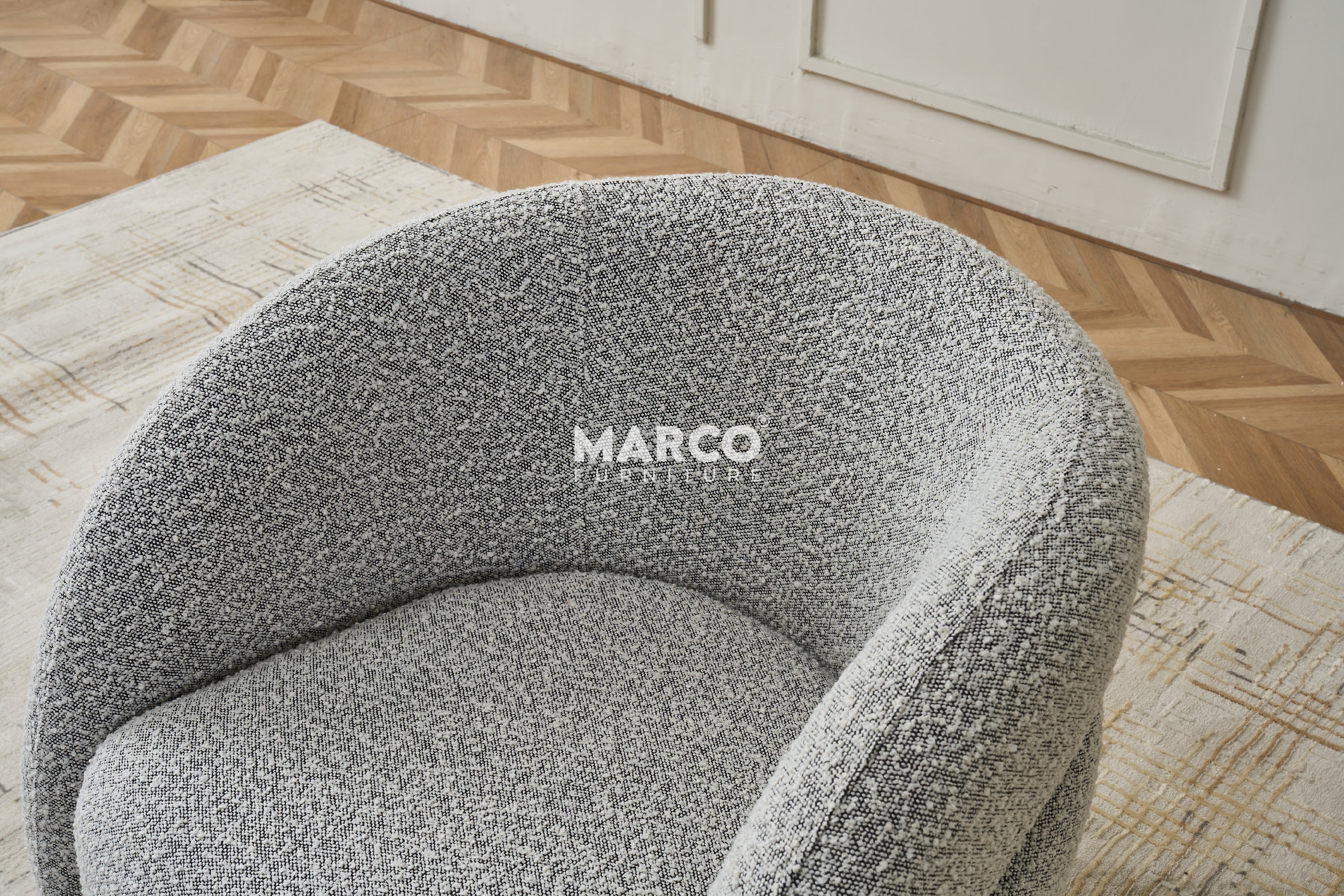 Volta Bouclé Swivel Armchair – Modern Occasional Chair - Image 3