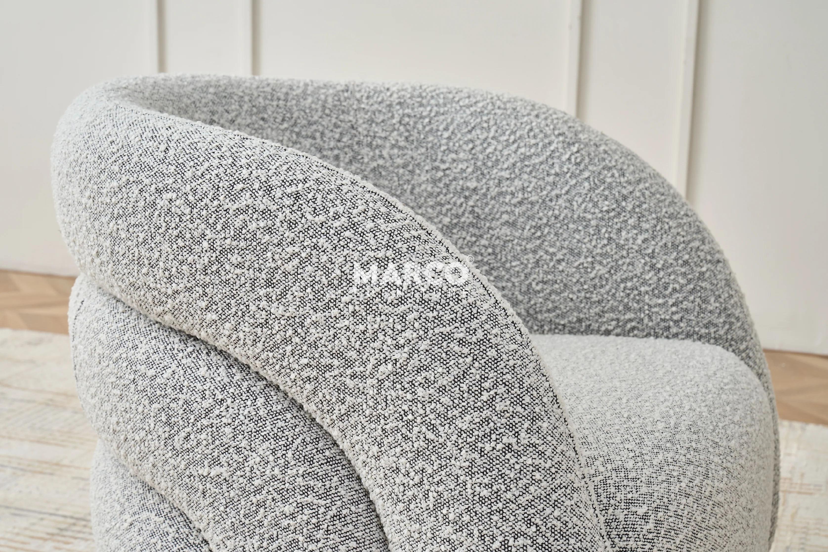 Volta Bouclé Swivel Armchair – Modern Occasional Chair - Image 4