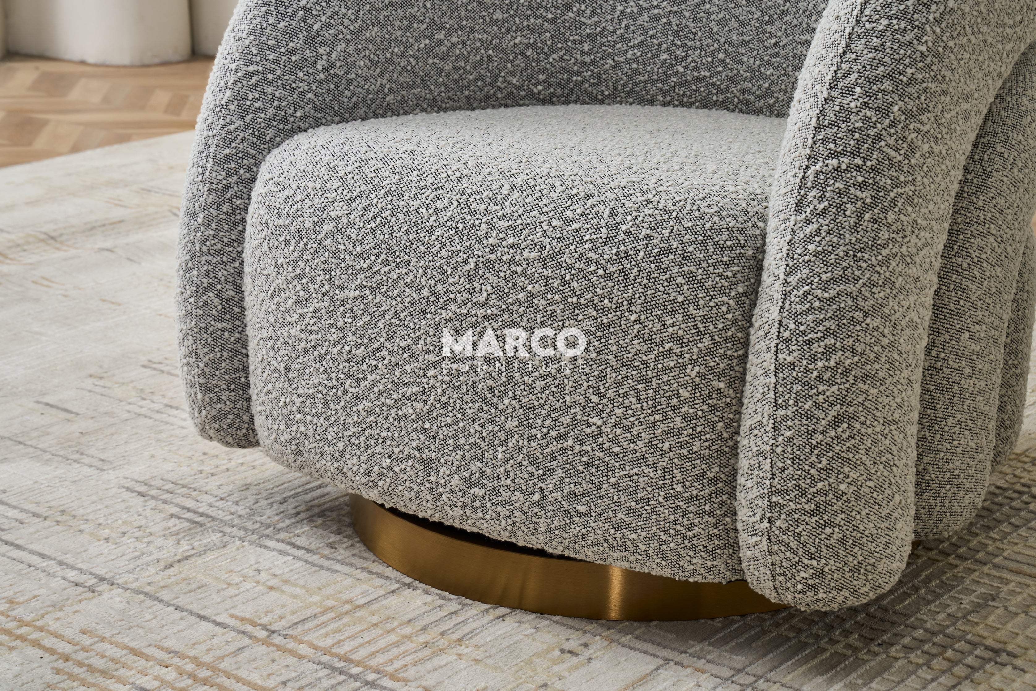Volta Bouclé Swivel Armchair – Modern Occasional Chair - Image 5