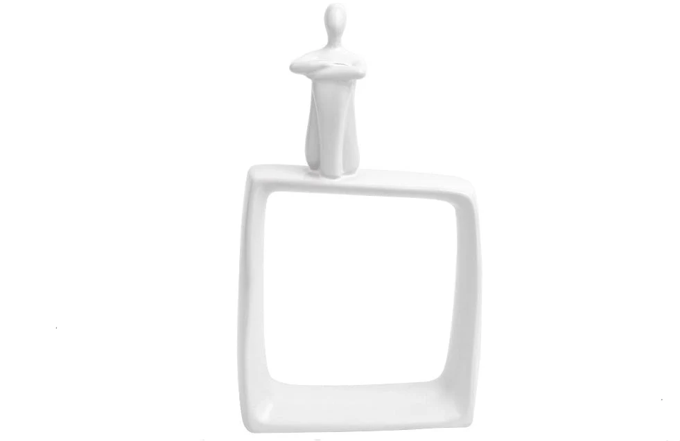 White Ceramic Art Sitting Alone Man - Image 3