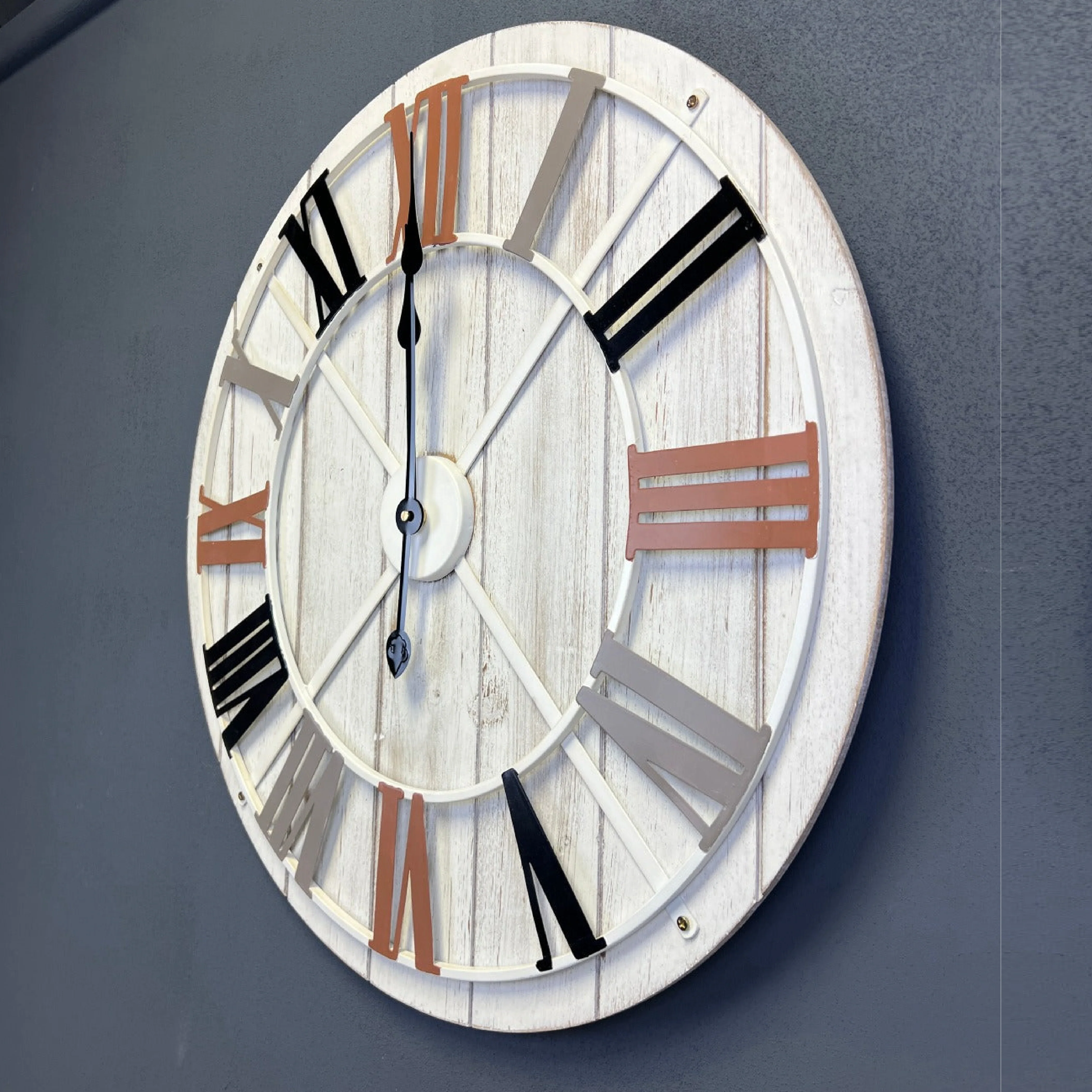 Zenith White-Washed Analog Large Size Clock - Image 5