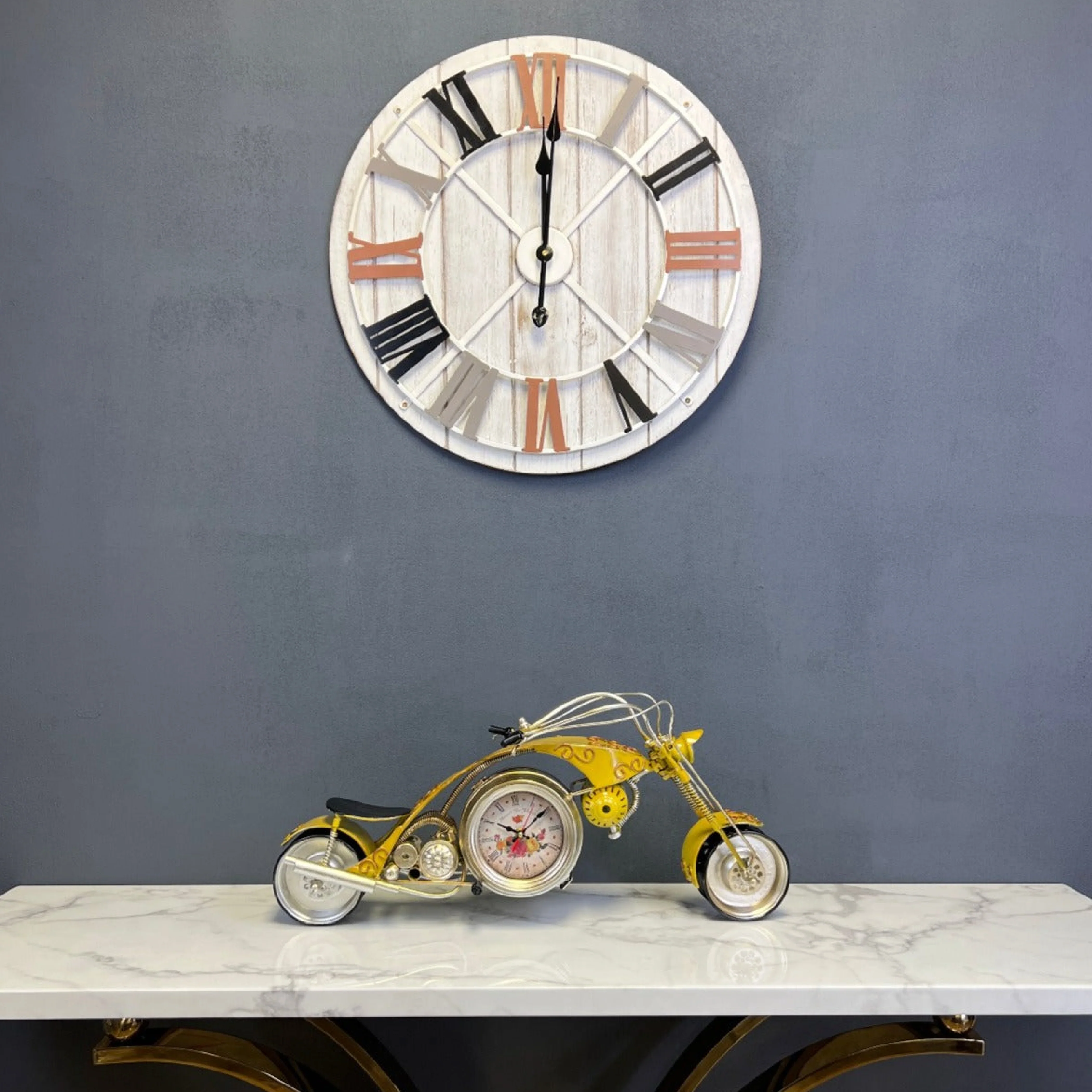 Zenith White-Washed Analog Large Size Clock - Image 6