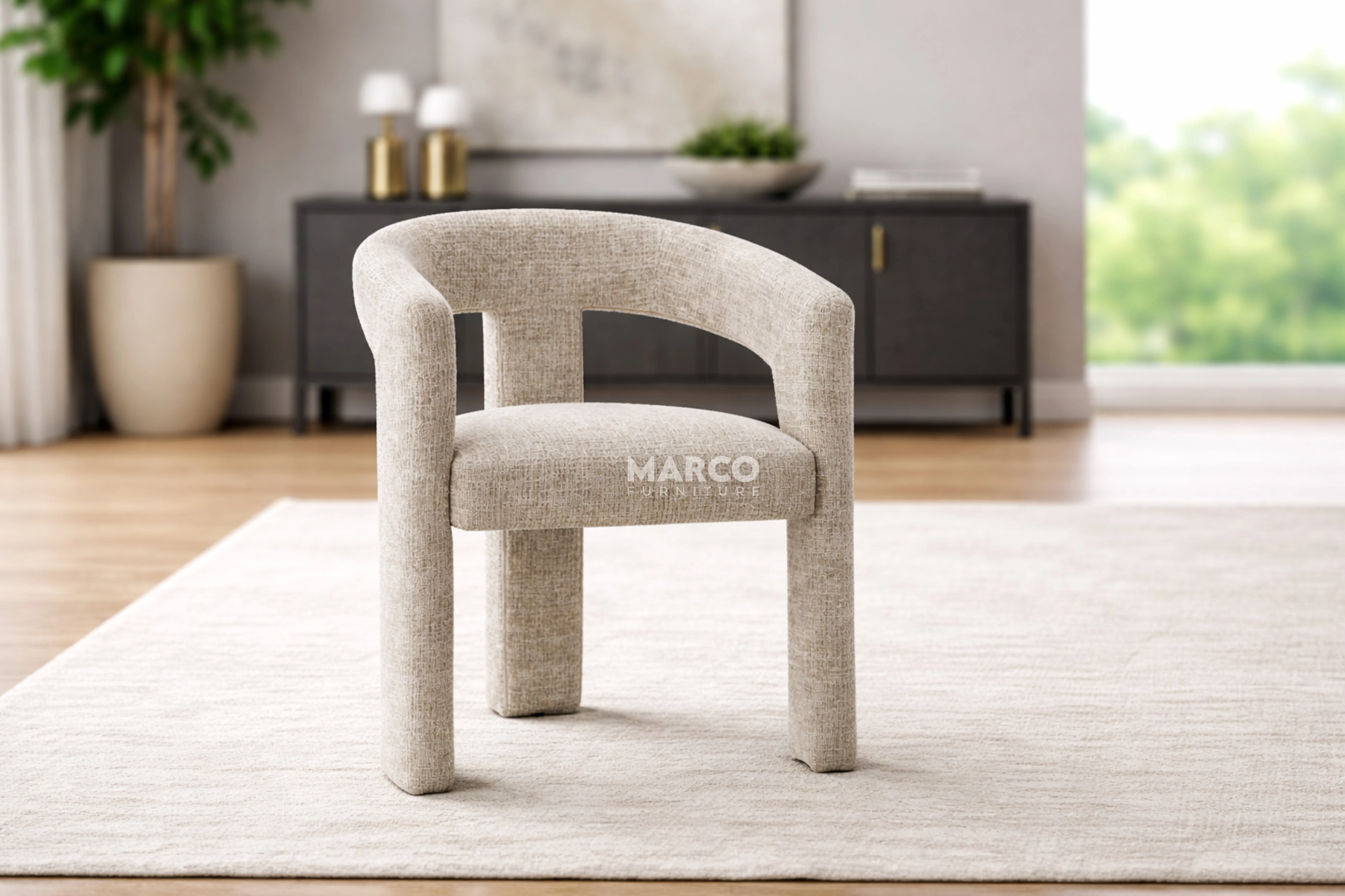 Zara Woven Fabric Dining Chair - Image 2