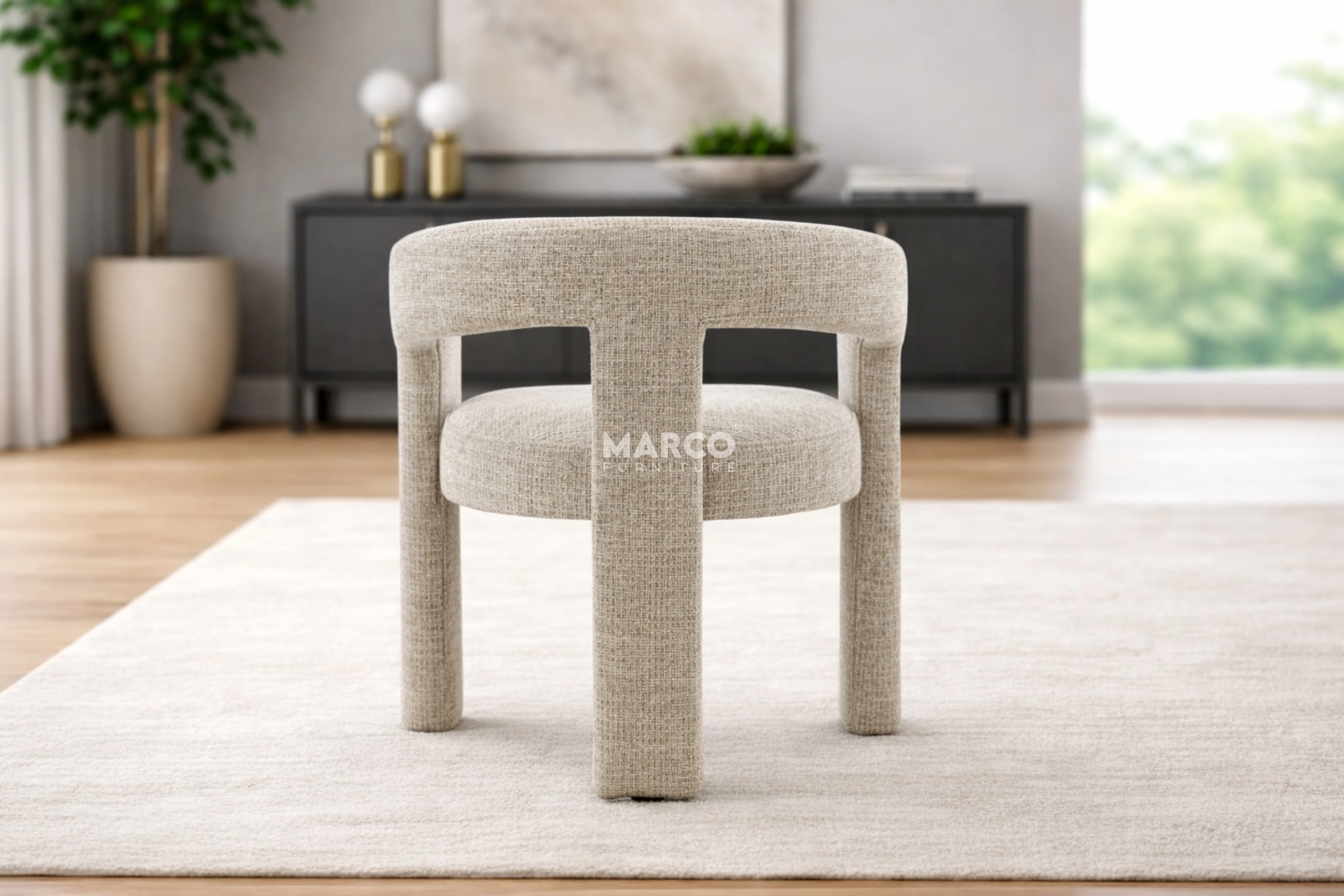 Zara Woven Fabric Dining Chair - Image 3