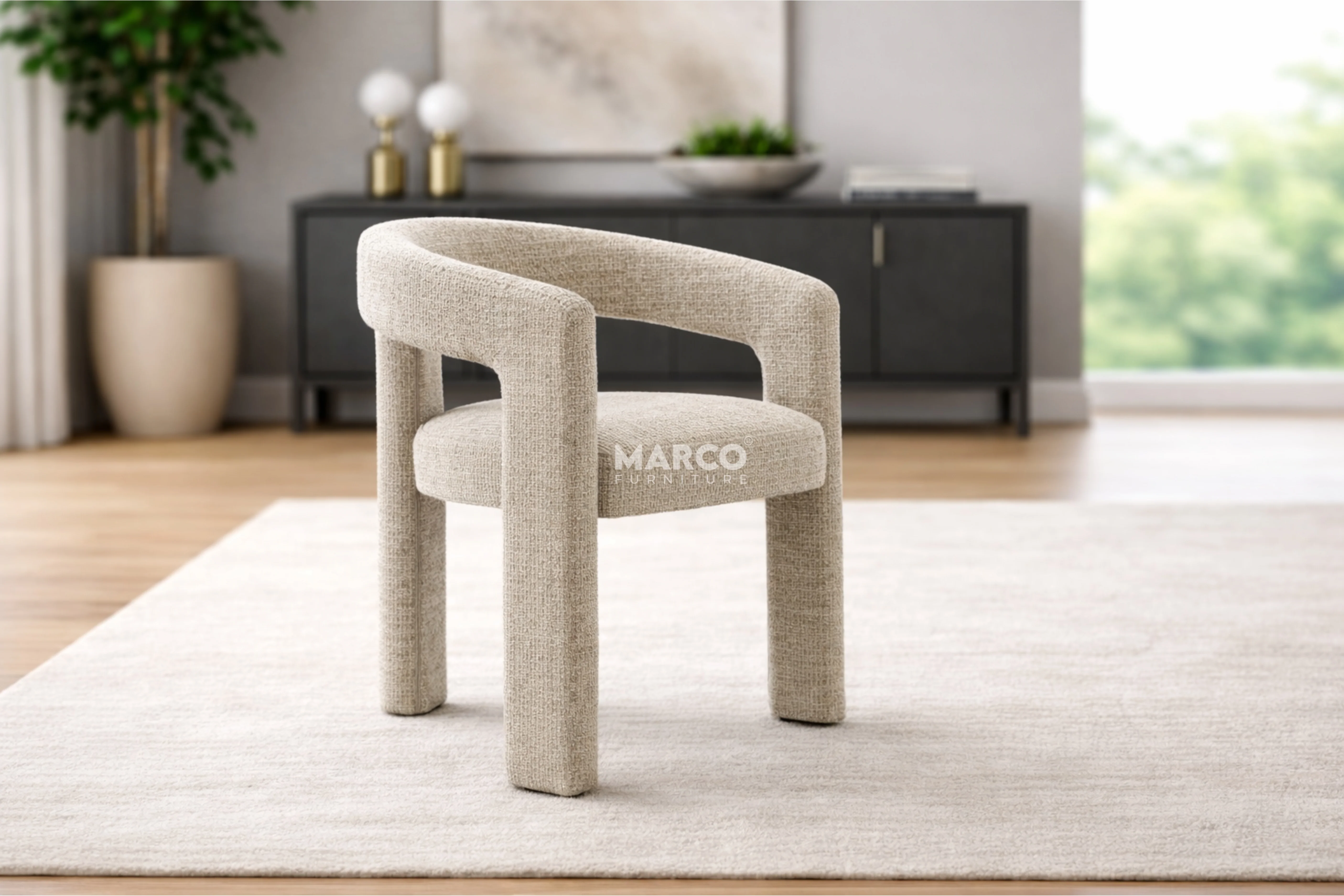 Zara Woven Fabric Dining Chair - Image 4